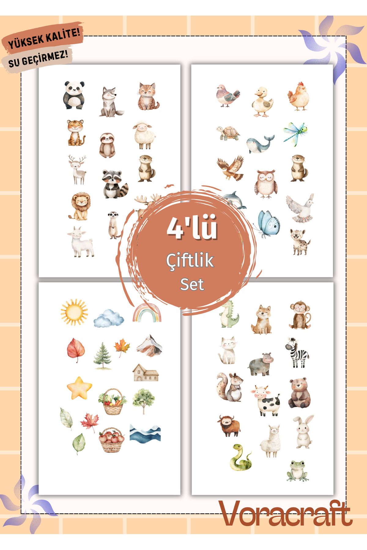 VORACRAFT 4'lü Çiftlik Set Ajanda Bullet Journal Set A053