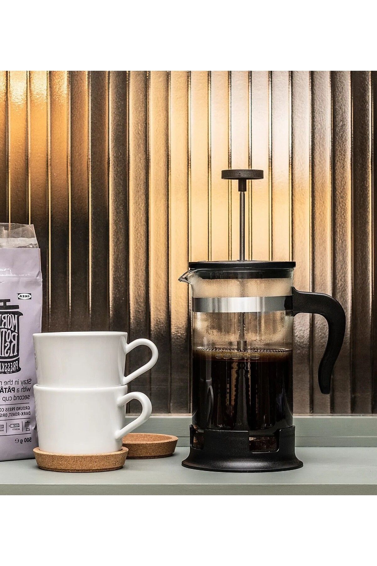 IKEA KALİTELİ Cam French Press Hacim 1 Litre İkea Bitki Çayı Kahve Demliği Şeffaf Yükseklik 22 Cm