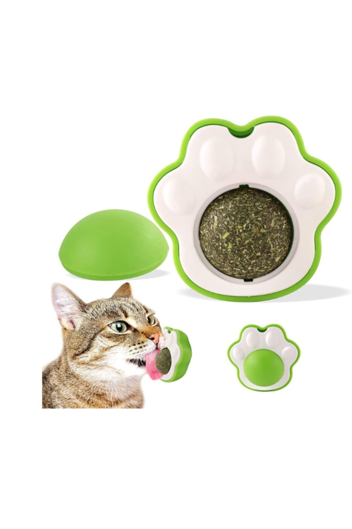 SUPER TRENDS-SUPER TRENDS® Catnip Cat Toy, Ball with Adhesive Back, White Paw 3