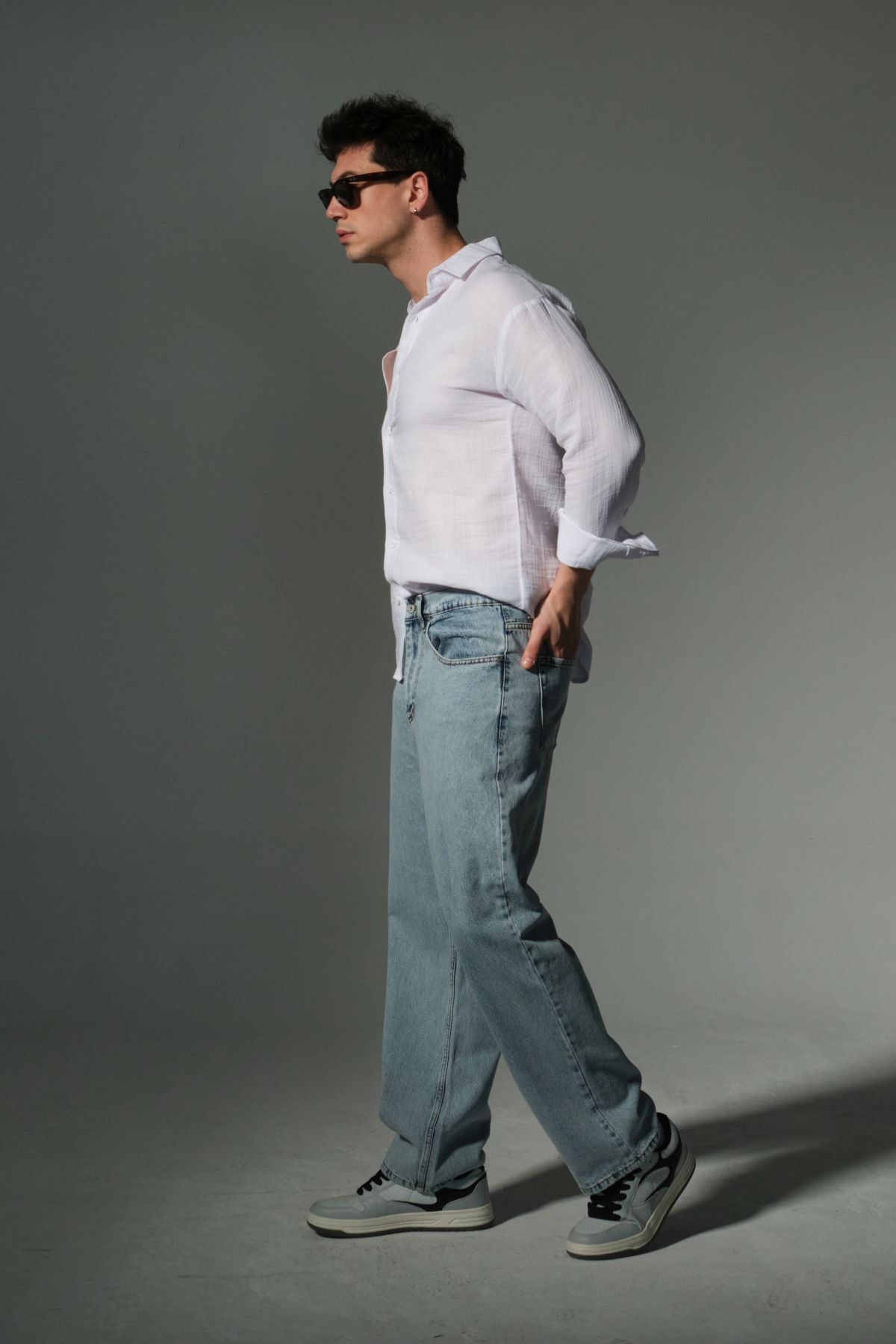 Domoda-"100% Cotton Jean Fabric Straight Leg Casual Baggy Men's Pants @Mantova 3