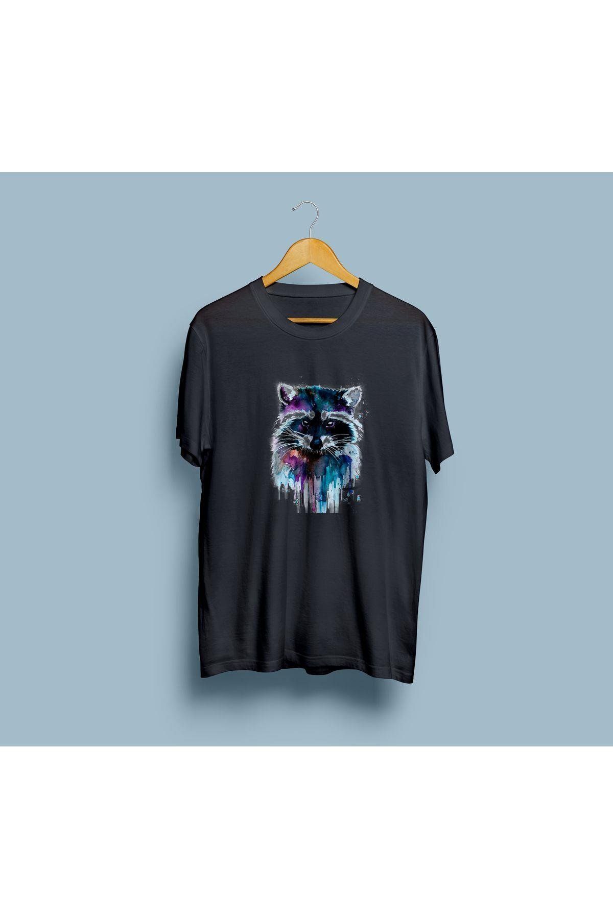 bahriyeli.jpeg Oversize Renkli Rakun Tasarım unisex T-shirt