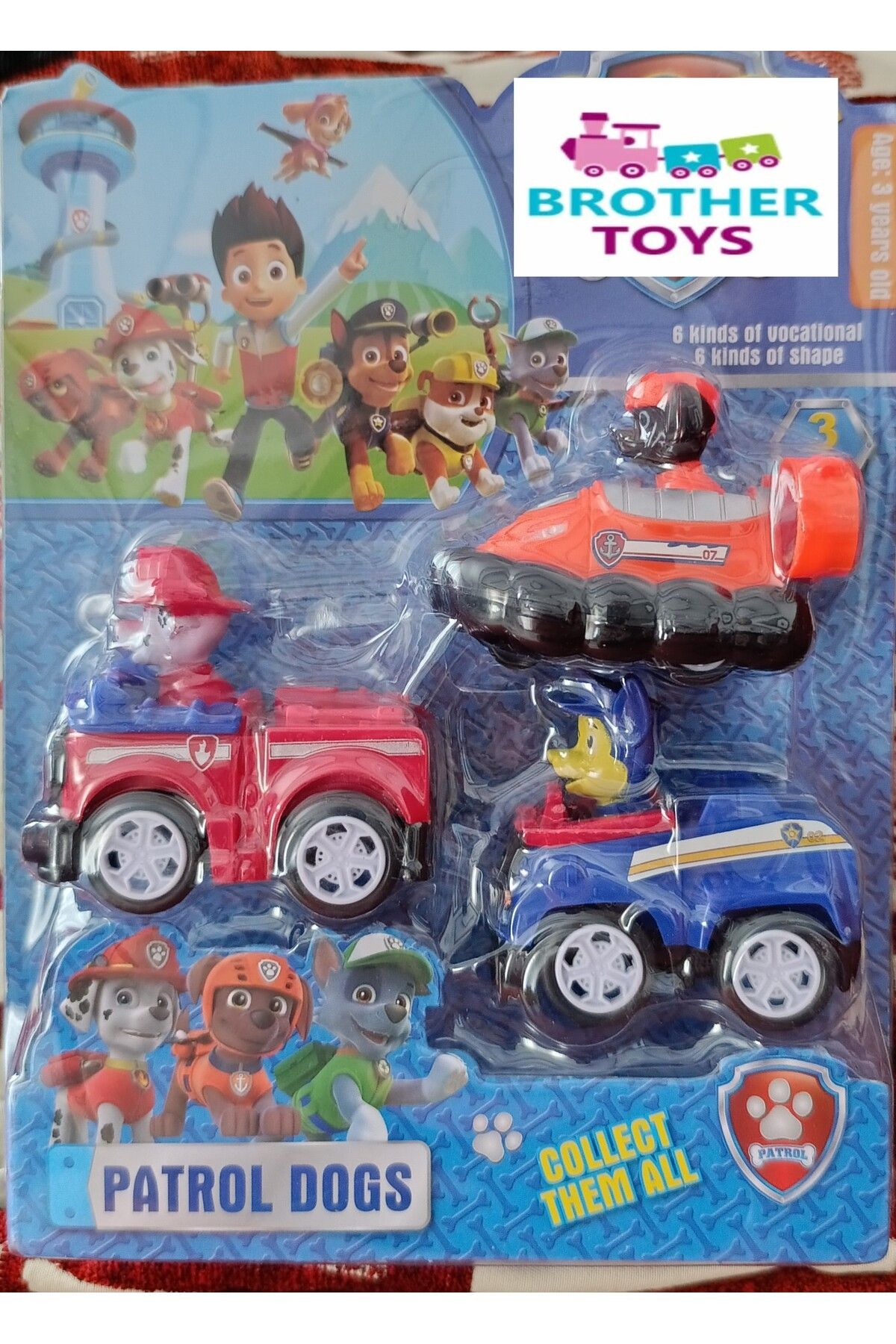 Brother Toys Devriye Köpekleri Patrol Dogs 3 Adet Arabalı Set Paw