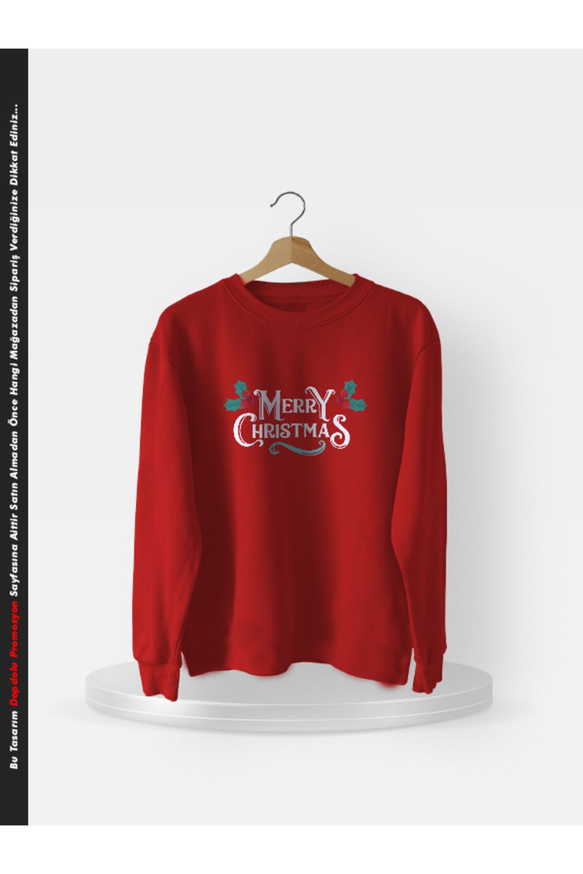 Pisa Art Yılbaşı Tasarım Baskılı %100 Pamuklu İki İplik Bisiklet Yaka Sweatshirt