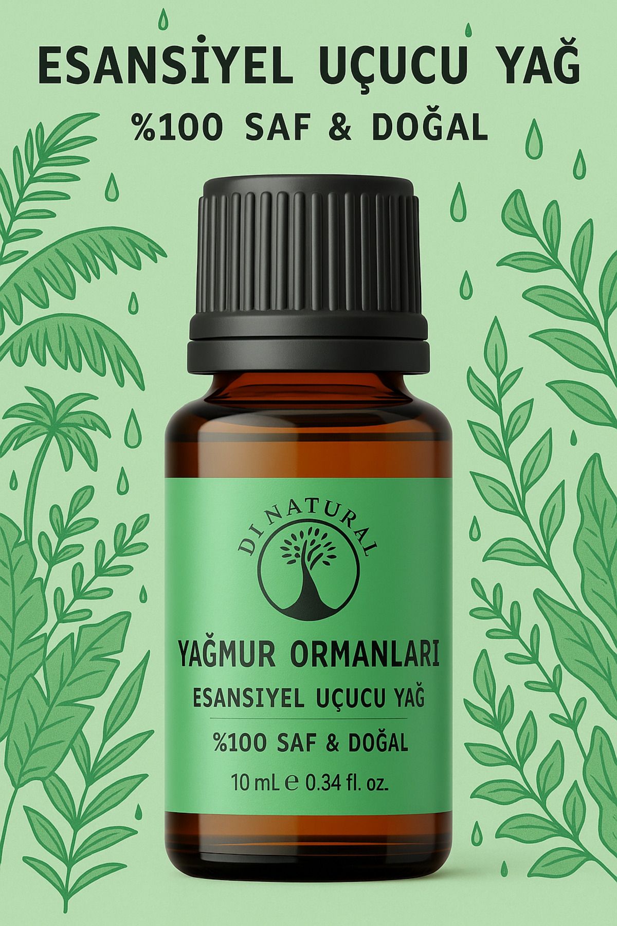 di naturel Yağmur Ormanları Uçucu Yağ %100 Saf Doğal Esans Buhurdanlık Difüzör Oda Esansı 10 ml