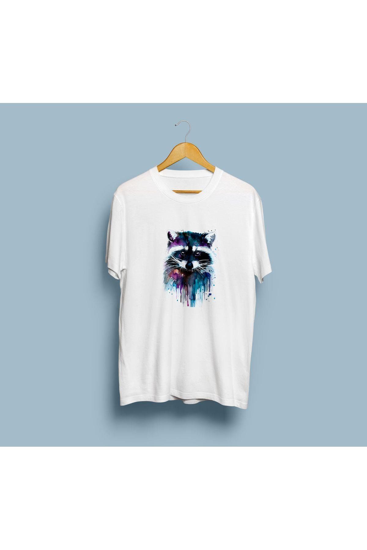 bahriyeli.jpeg Oversize Renkli Rakun Tasarım unisex T-shirt