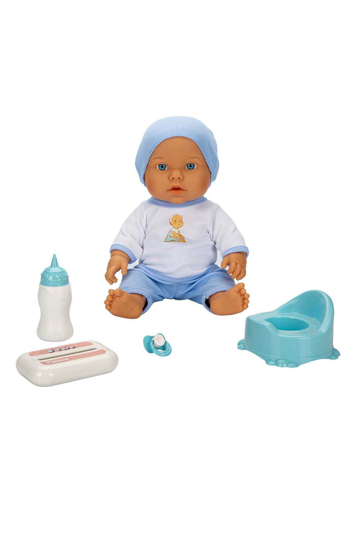 Sunman Bebelou Tuvalet Zamanı Sesli Bebek Seti 32 cm 30738 Mavi