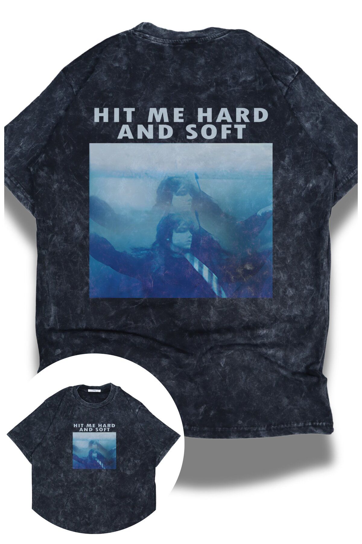 Fuddy Moda Oversize Retro Hit Me And Hard Soft Sırt Baskılı Yıkamalı T-Shirt, Unisex Billie Eilish Tişört