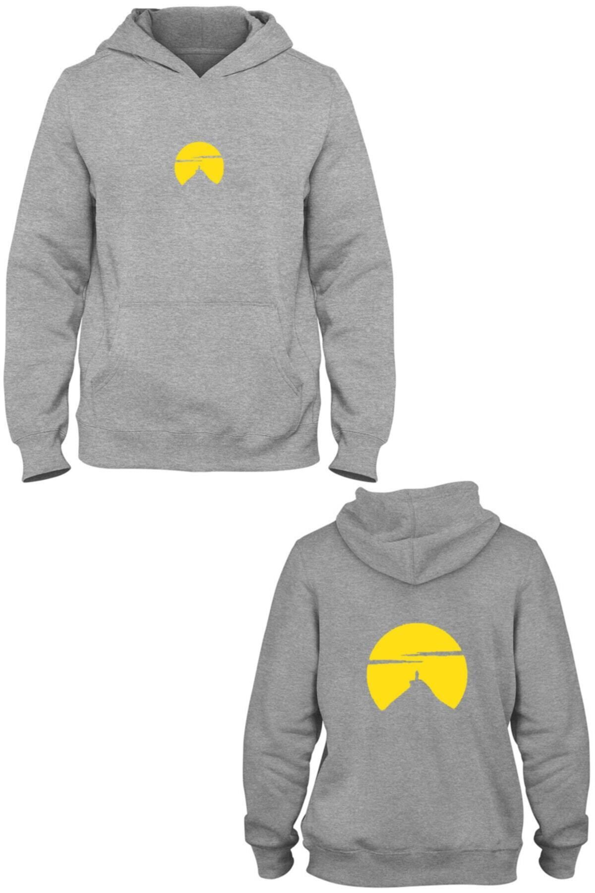 Pisa Art Sun Ön Arka Baskılı Kanguru Cepli Kapşonlu Sweatshirt Bll279