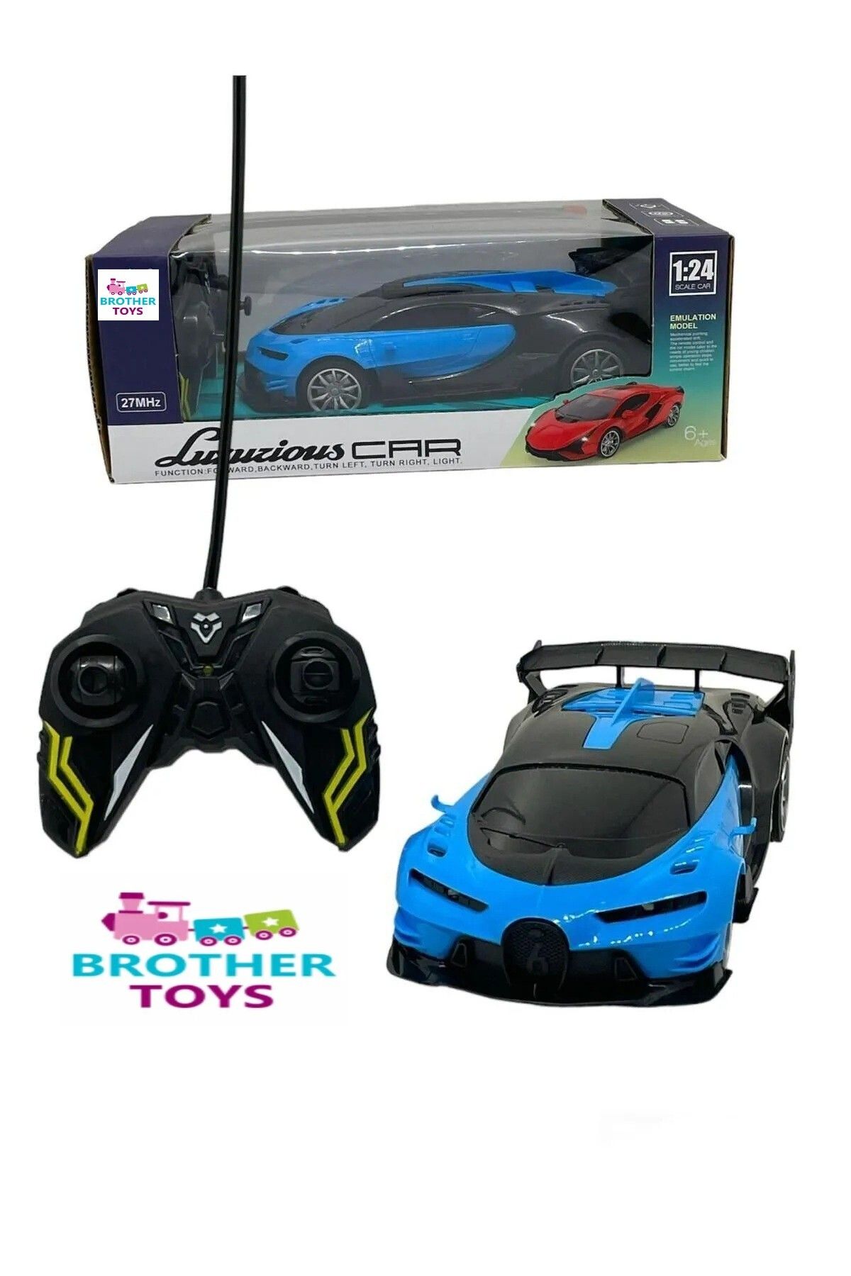 Brother Toys Uzaktan Kumandalı Bugatti Chiron 1:24 Ölçekli 4 Fonksiyonlu Işıklı Araba Mavi Renk