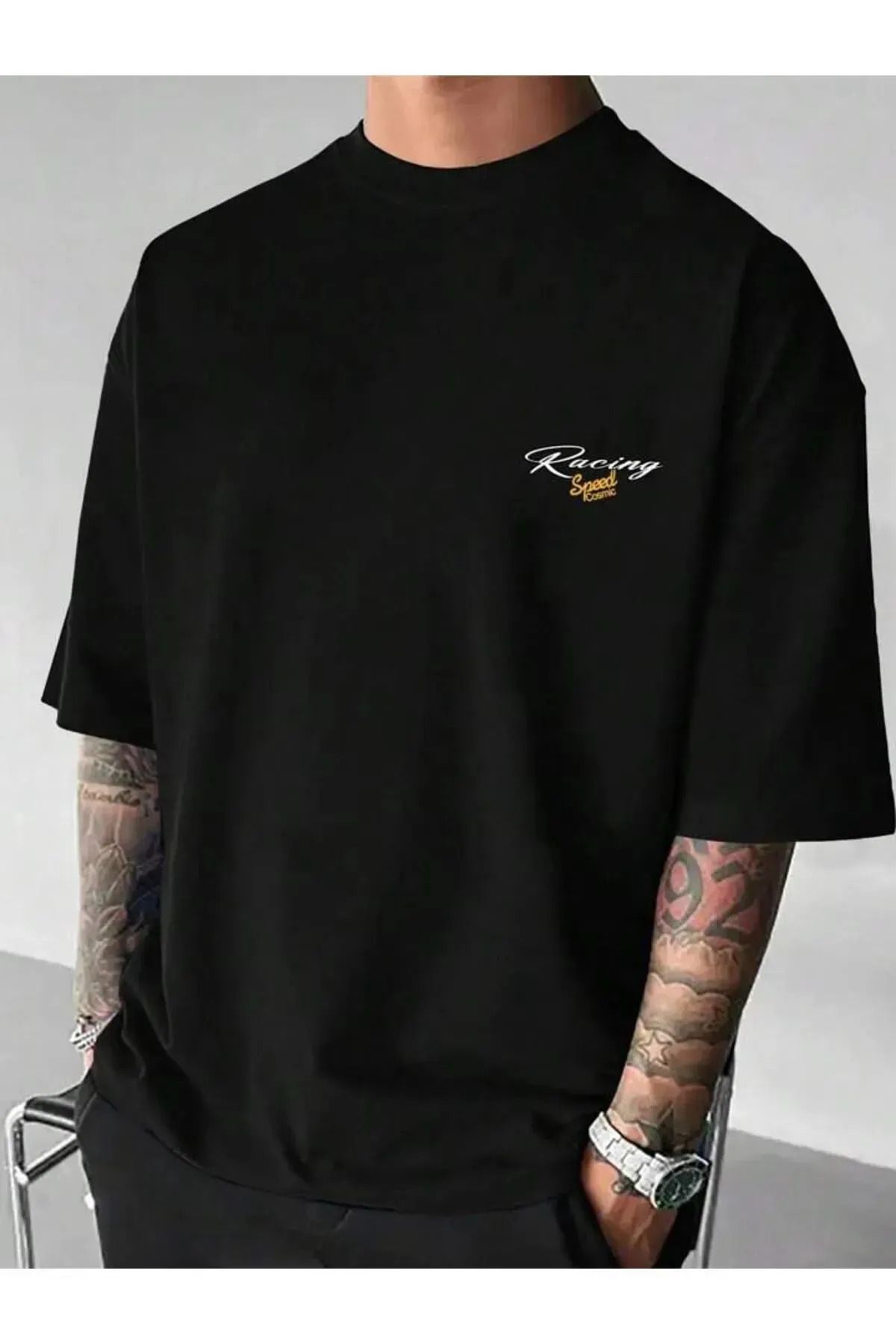 Koklonmoda Unisex Racing Speed Baskılı Oversize T-Shirt