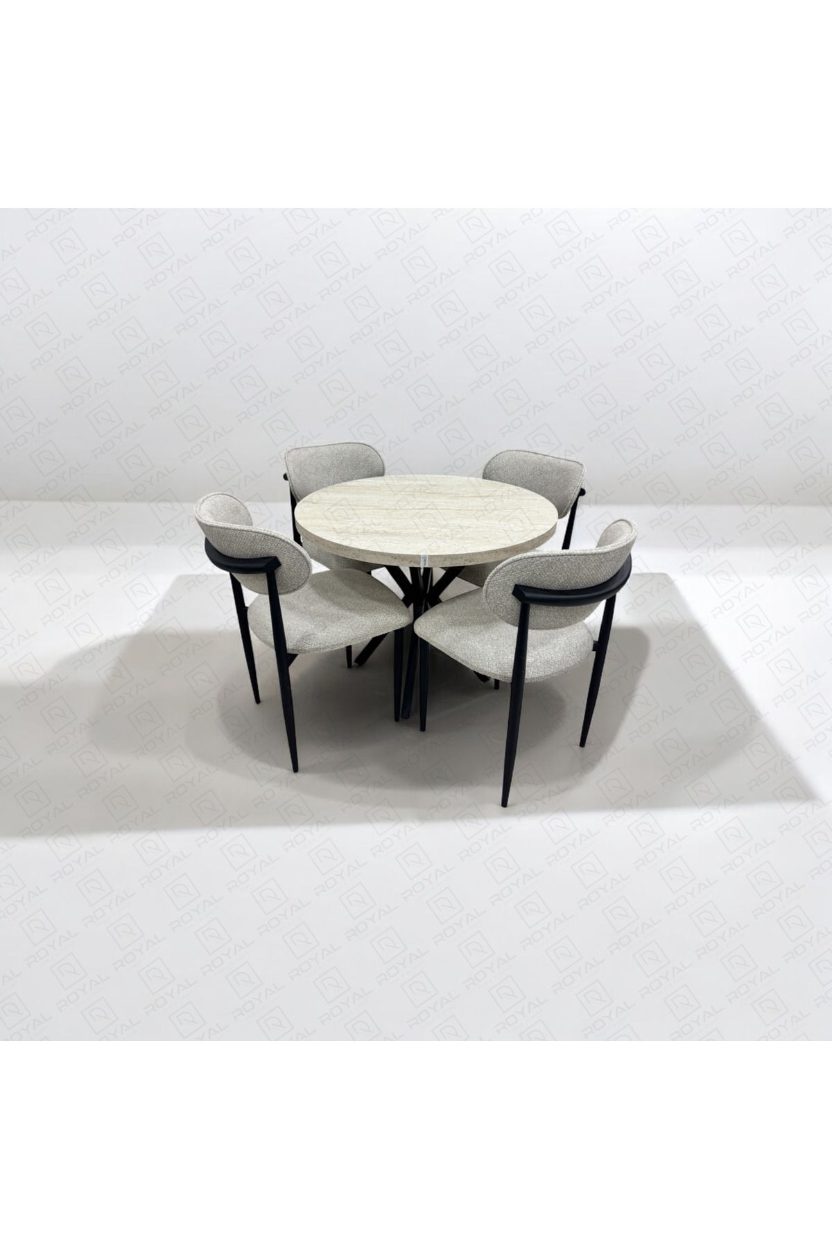 ROYALİSA TABLE CHAİR ROYALİSA TRAVERTEN LARA 4 KİŞİLİK MUTFAK MASASI TAKIMI