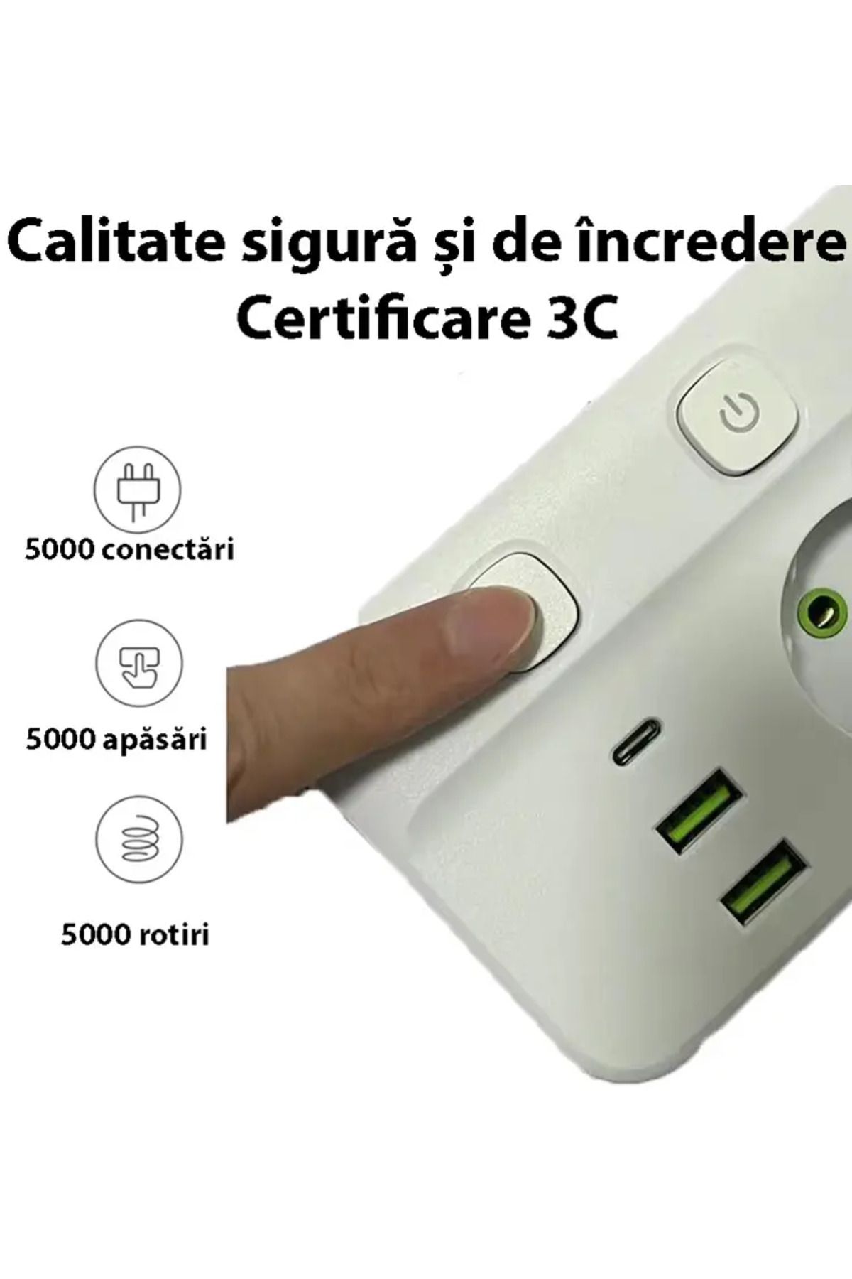 miraza-Miraza Multifunctional Extension Cord, 2500w Maximum Power Outlets, 2 x USB-A, 1 x PD USB-C, 2M Cable 3