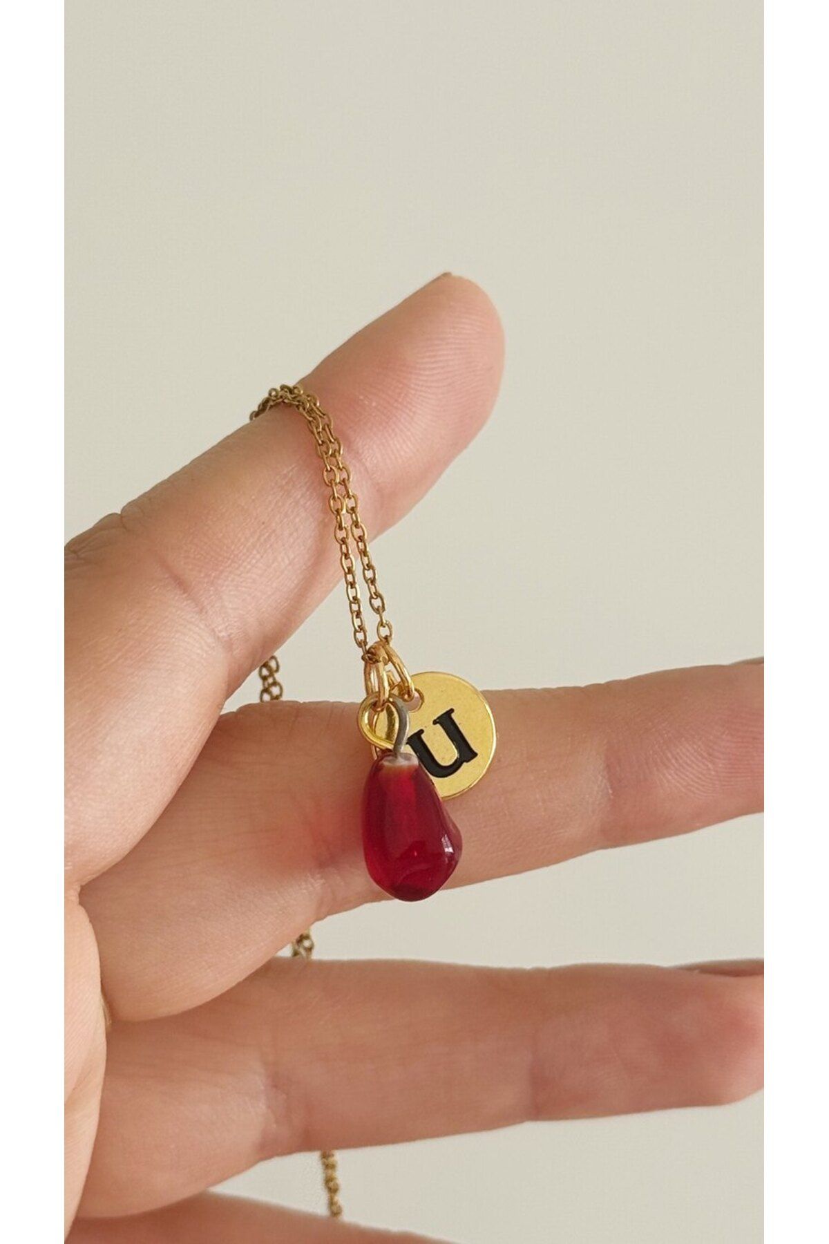 Mojo Jewellery Nar Tanem Harfli Çelik Kolye