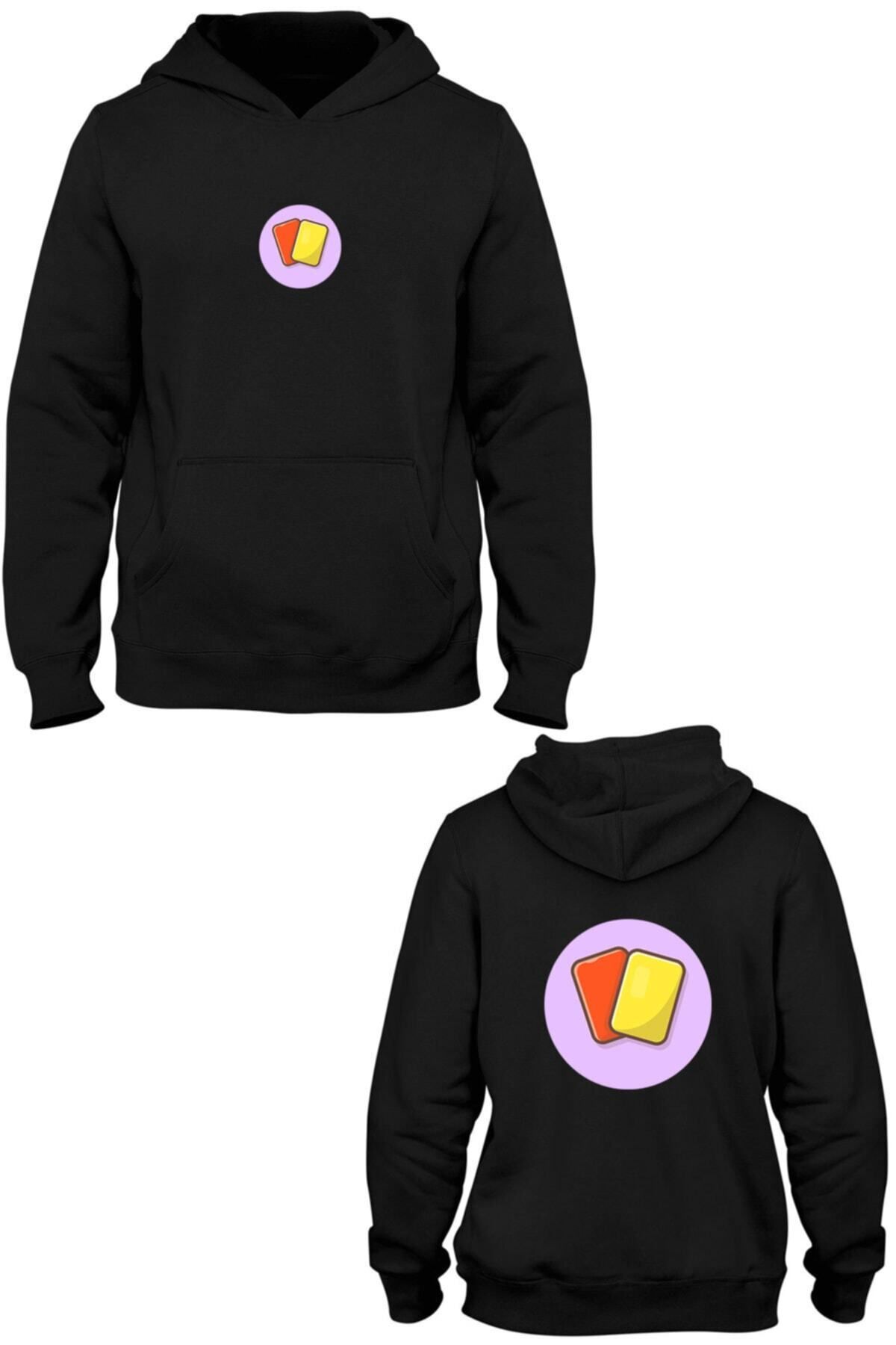 Pisa Art Futbol Kartları Ön Arka Baskılı Kanguru Cepli Kapşonlu Sweatshirt Bll1196