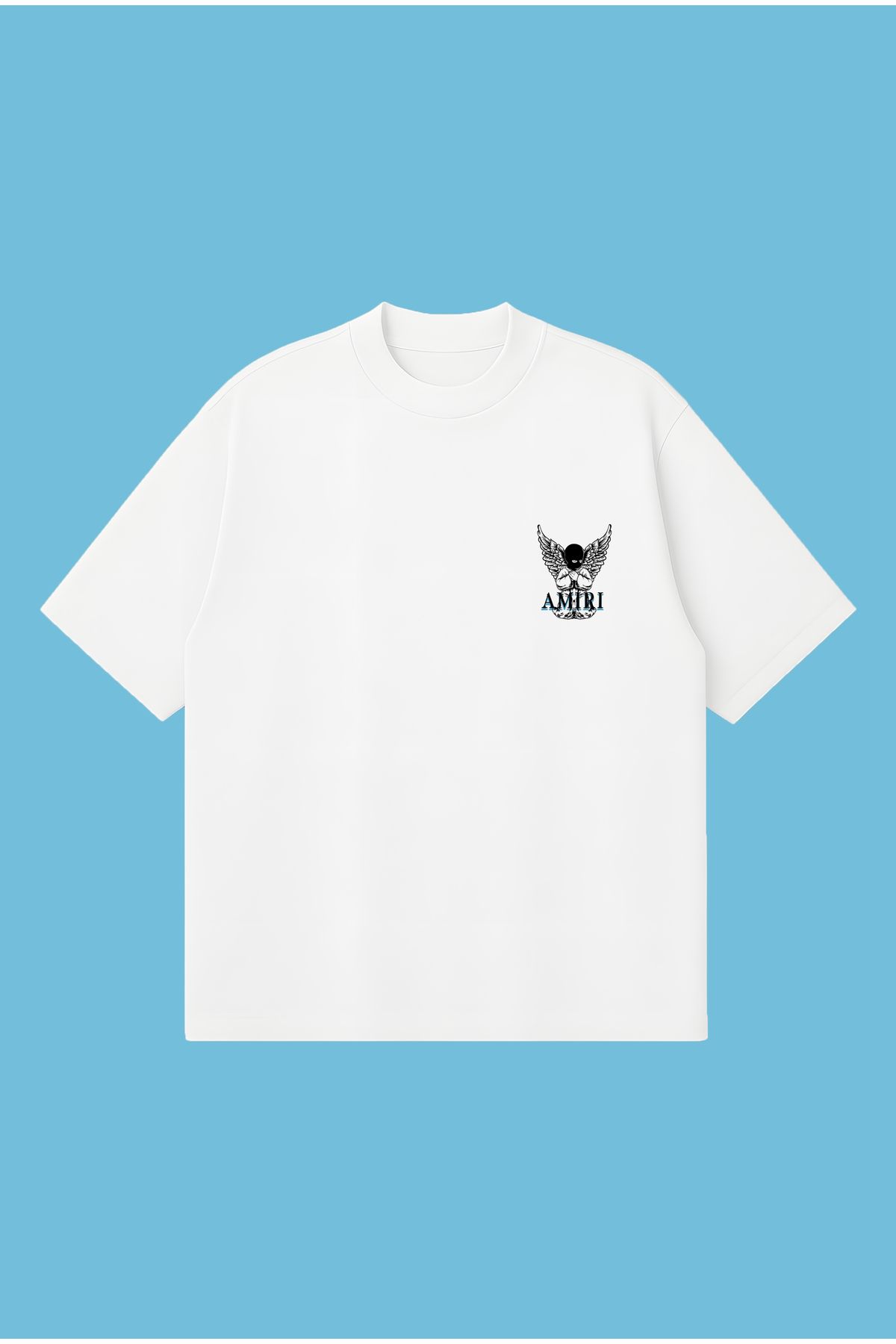 PURE POWER Amiri Angel Boxy Fit Oversize Unisex Tshirt – Baskılı Tişört | Streetwear