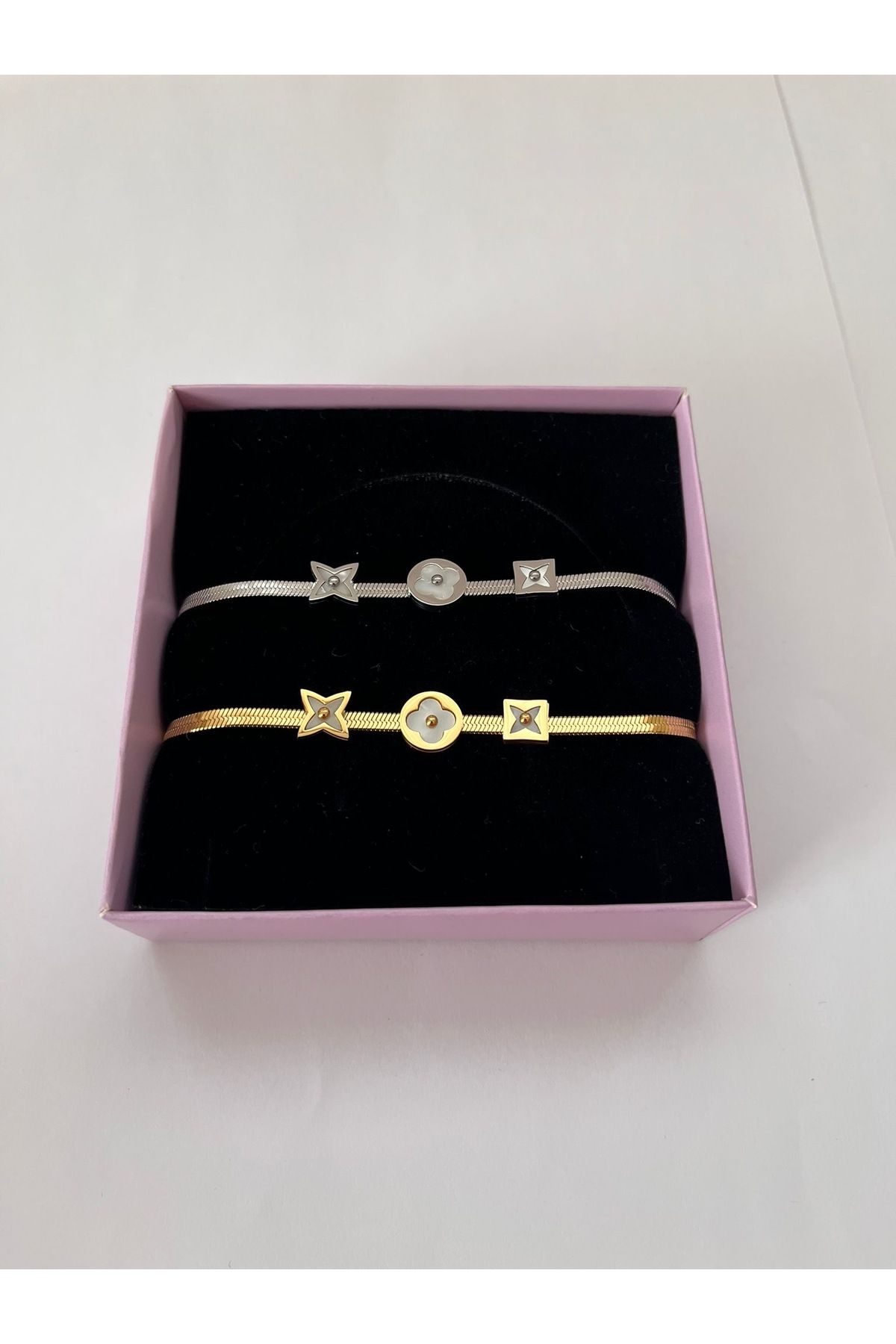 Lumina Atelier 2 ‘ li Gold&Silver Sedefli Çelik Bileklik