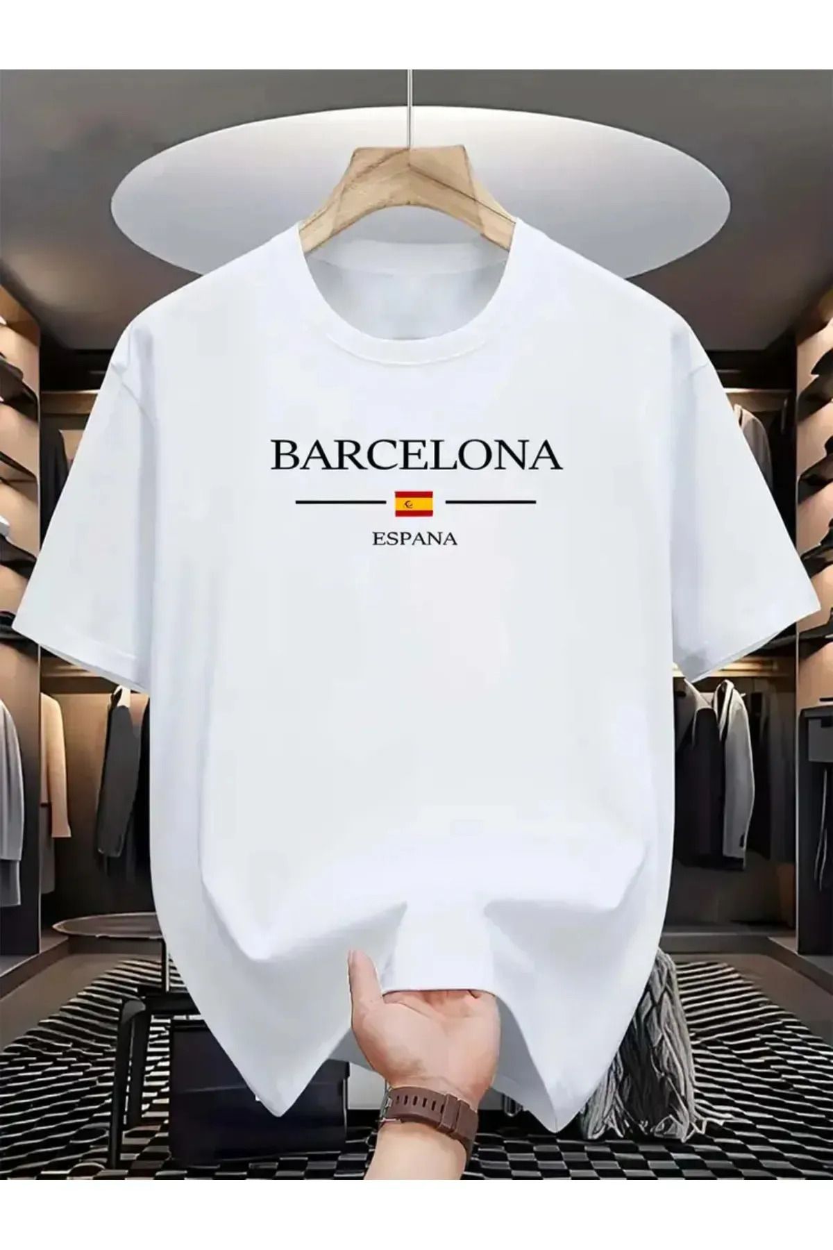 Koklonmoda Unisex Barcelona Baskılı Oversize T-Shirt