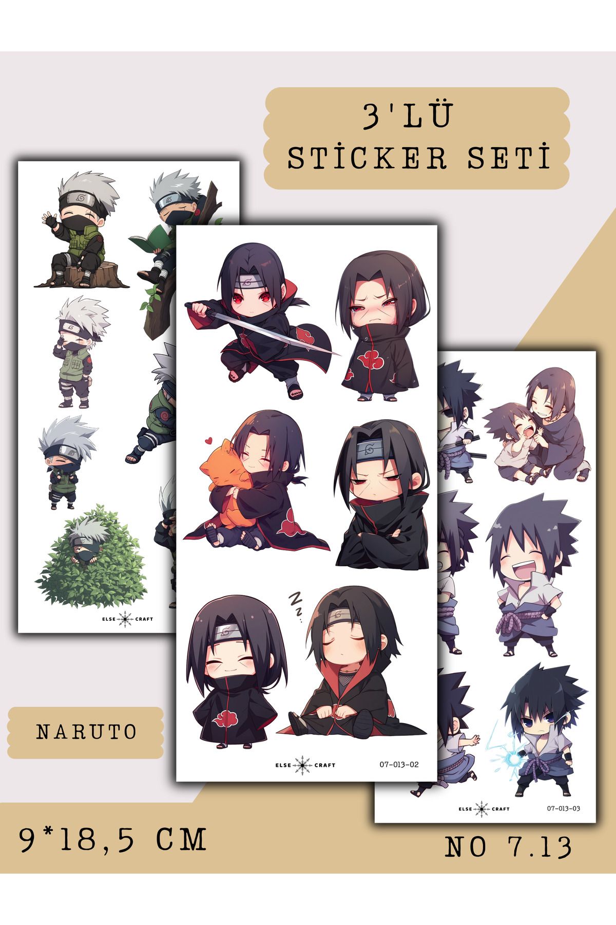 Else Craft 3'lü Naruto Anime Manga Temalı Sticker 7.13