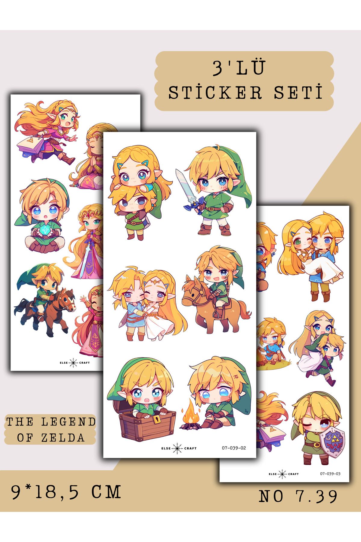 Else Craft 3'lü The Legend Of Zelda Anime Manga Temalı Sticker 7.39
