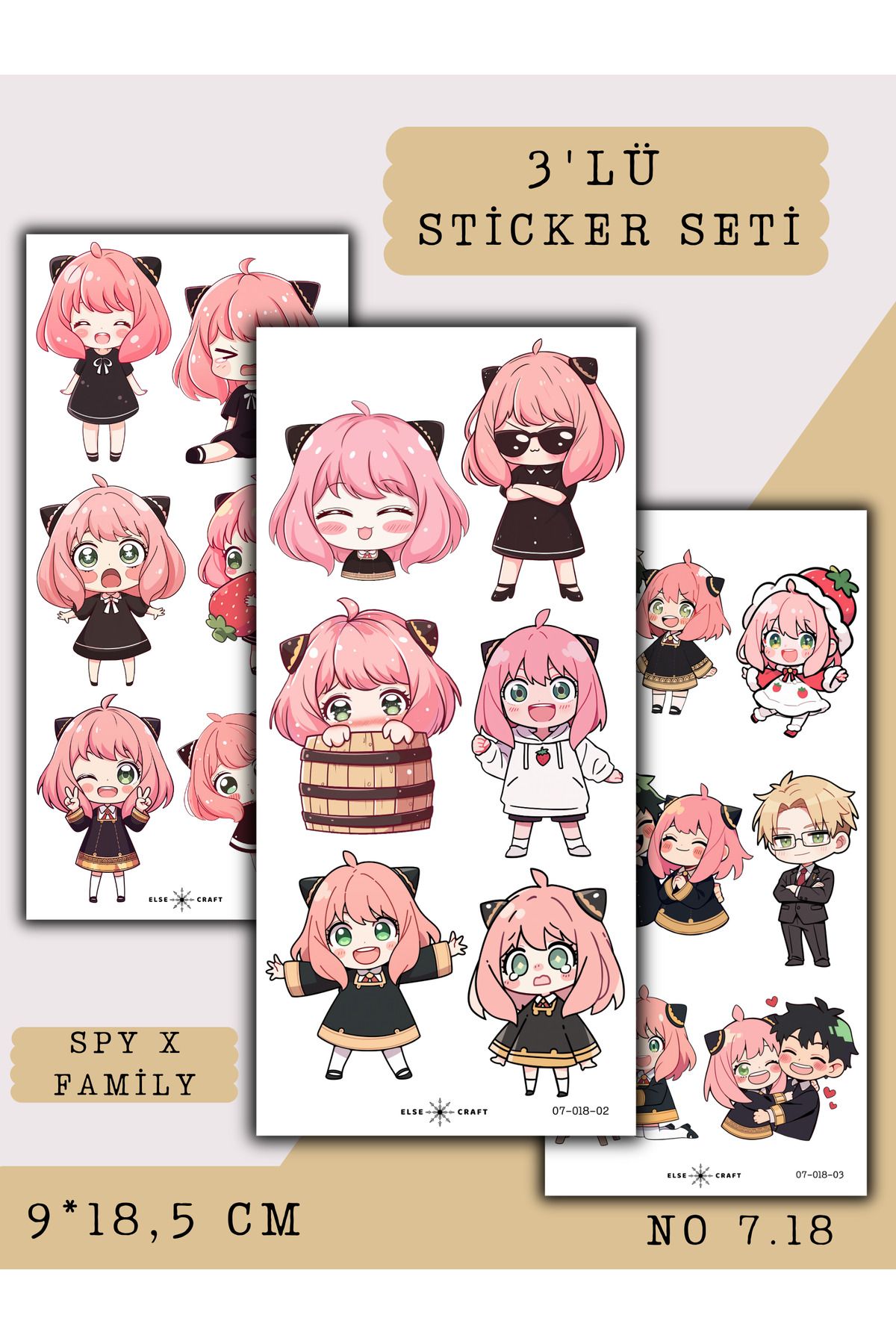Else Craft 3'lü Spy x Family Anime Manga Temalı Sticker 7.18