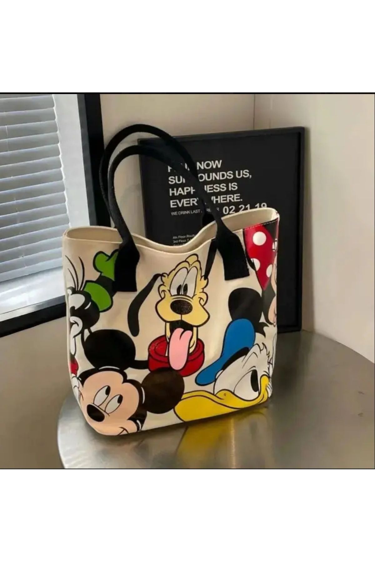 ORGANICYOU YIWU Disney Mickey Tuval Çantası, Kadın Omuz Çantası