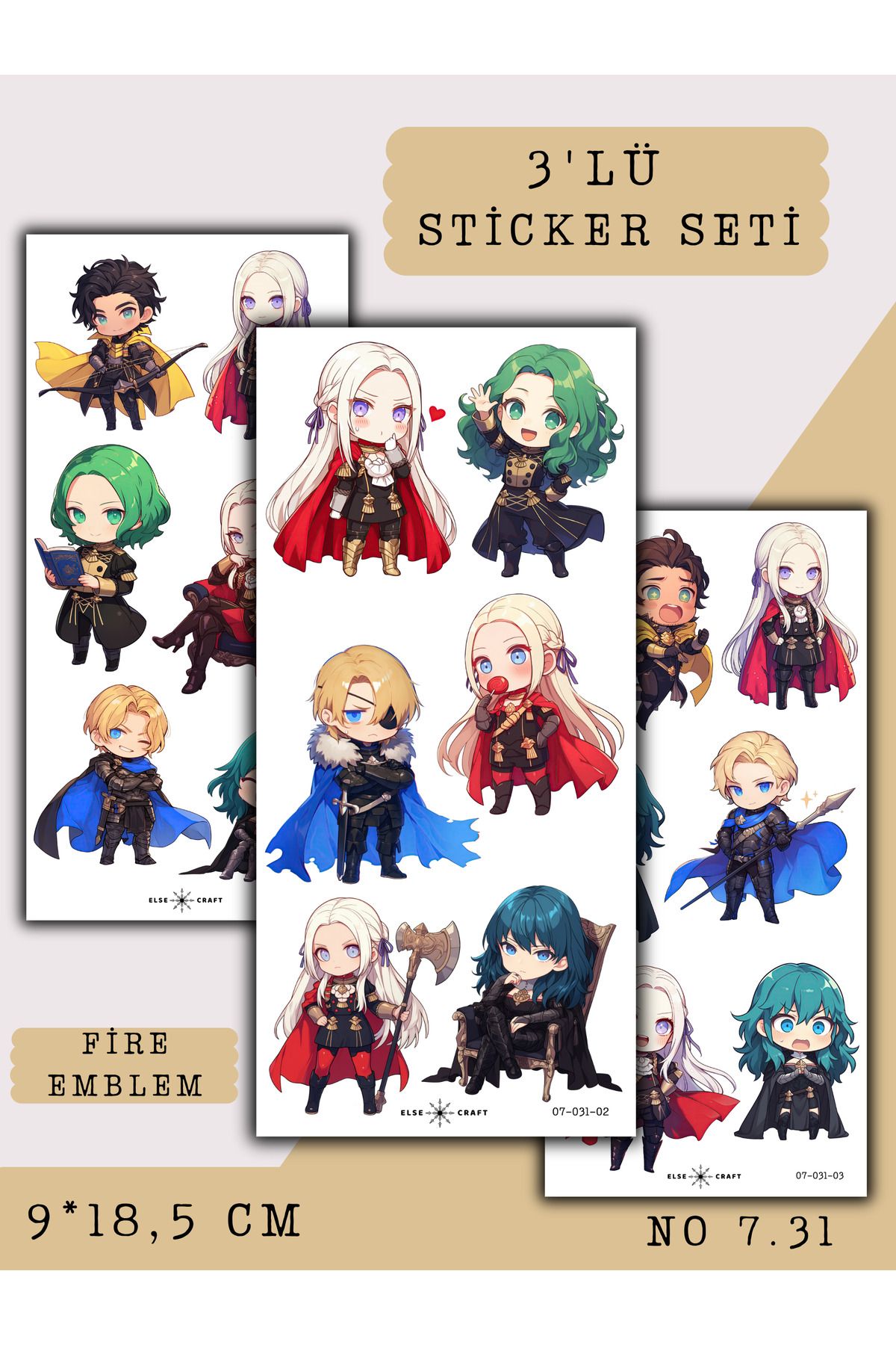 Else Craft 3'lü Fire Emblem Anime Manga Temalı Sticker 7.31