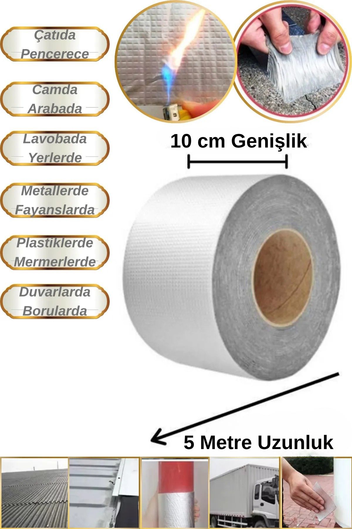 Hane Dostu 5 Metre Yüksek Isıya Dayanıklı Su Geçirmez Ultra Güçlü Çatı Duvar Çatlak Onarıcı Bant