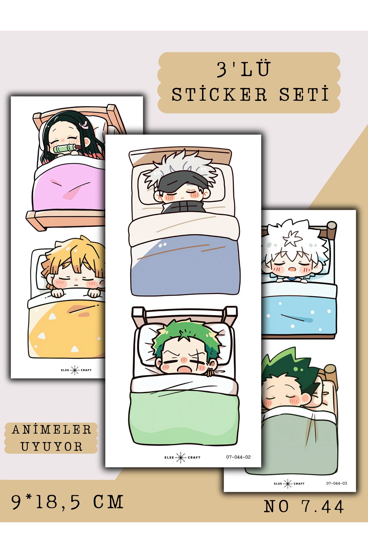 Else Craft 3'lü Animeler Uyuyor Anime Manga Temalı Sticker 7.44