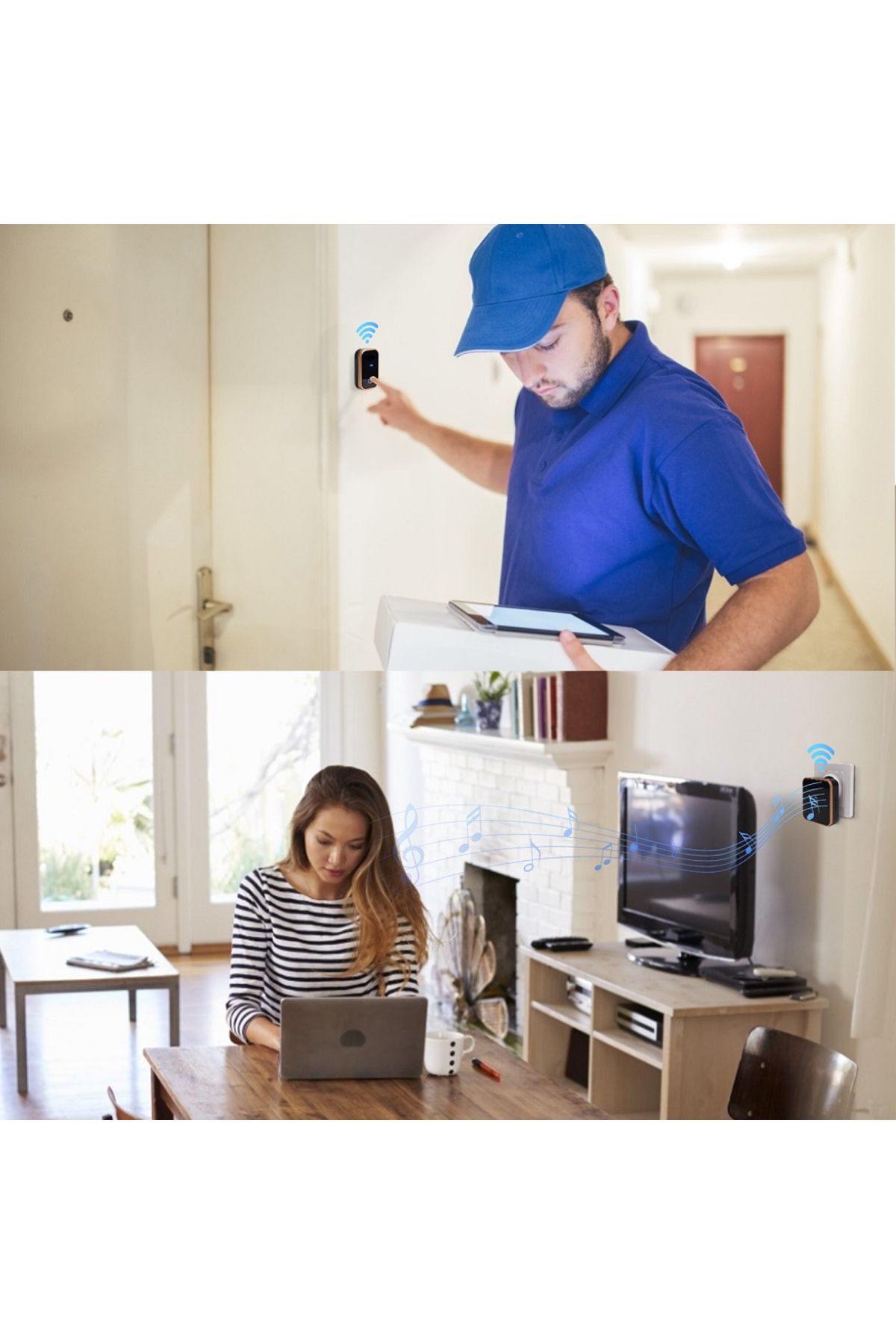 Sofia Concept-Sonerie Fara Fir/ Wireless SofiaCONCEPT®, IP57, 36 Melodii, Alimentare Priza, Negru/Auriu 6