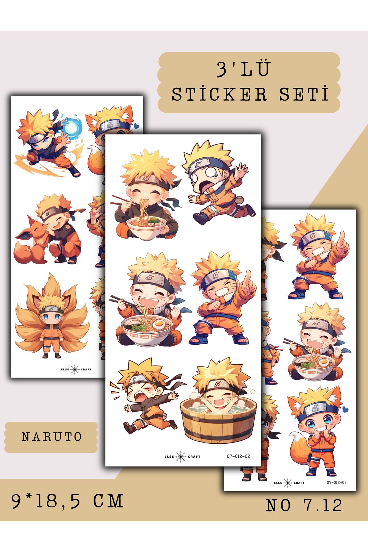 Else Craft 3'lü Naruto Anime Manga Temalı Sticker 7.12