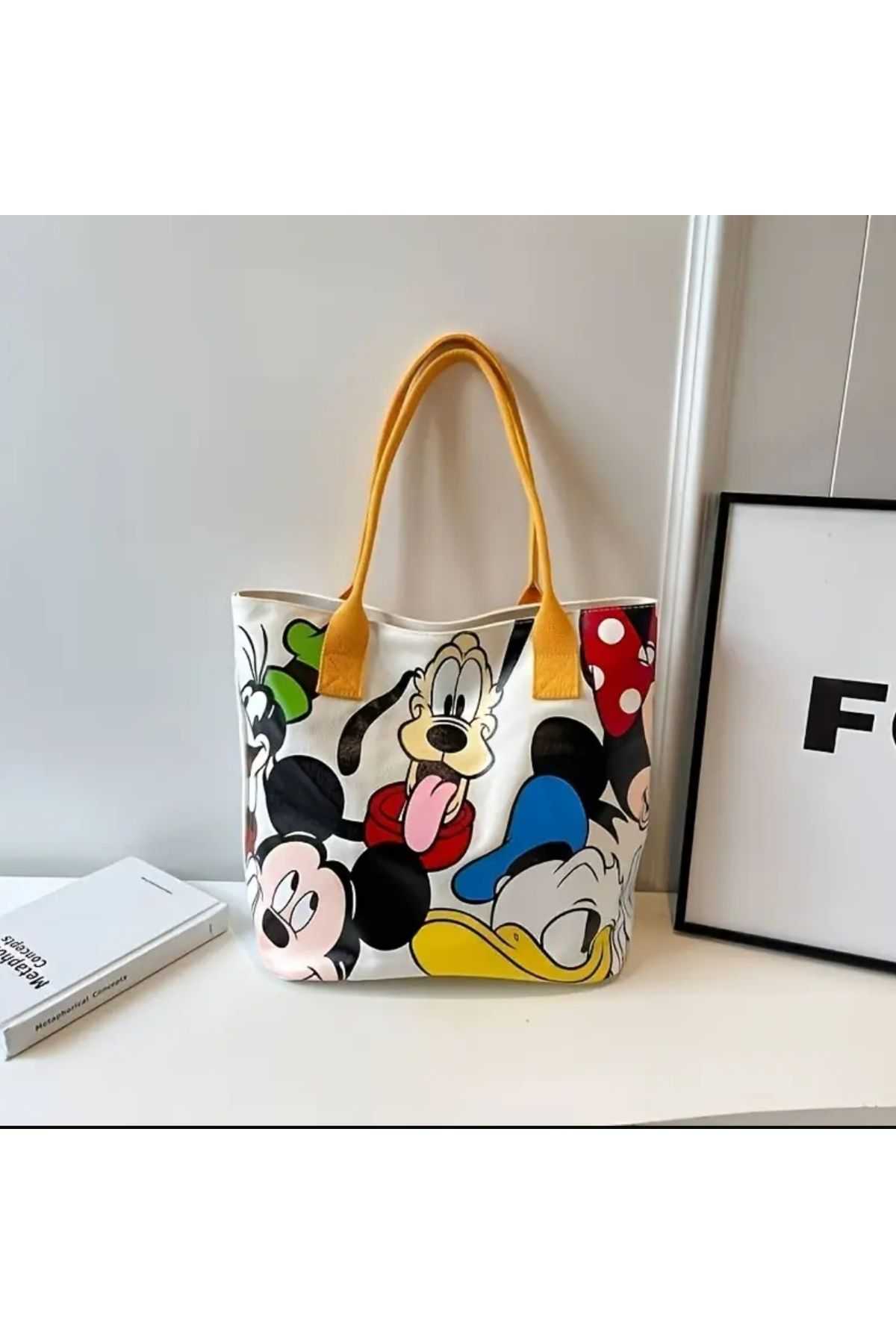 ORGANICYOU YIWU Disney Mickey Tuval Çantası, Kadın Omuz Çantası