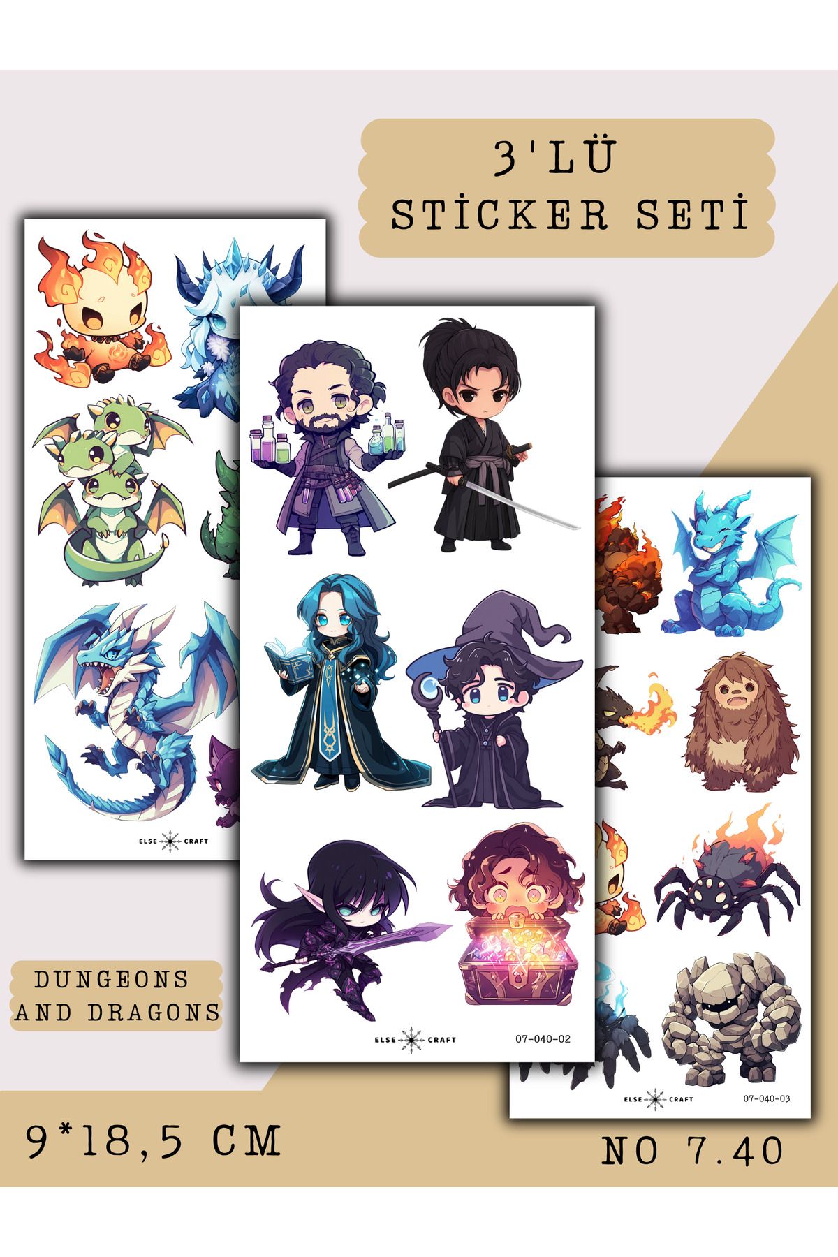 Else Craft 3'lü Dungeons And Dragons Anime Manga Temalı Sticker 7.40