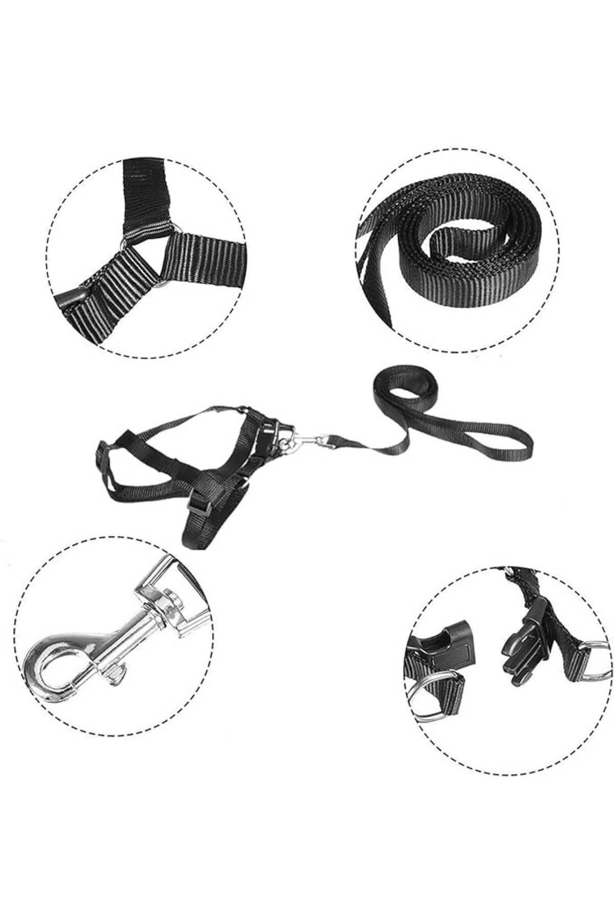 Generico-Genérico adjustable harness with leash, textile, black, 19-34 x 13-17 cm, size M 7