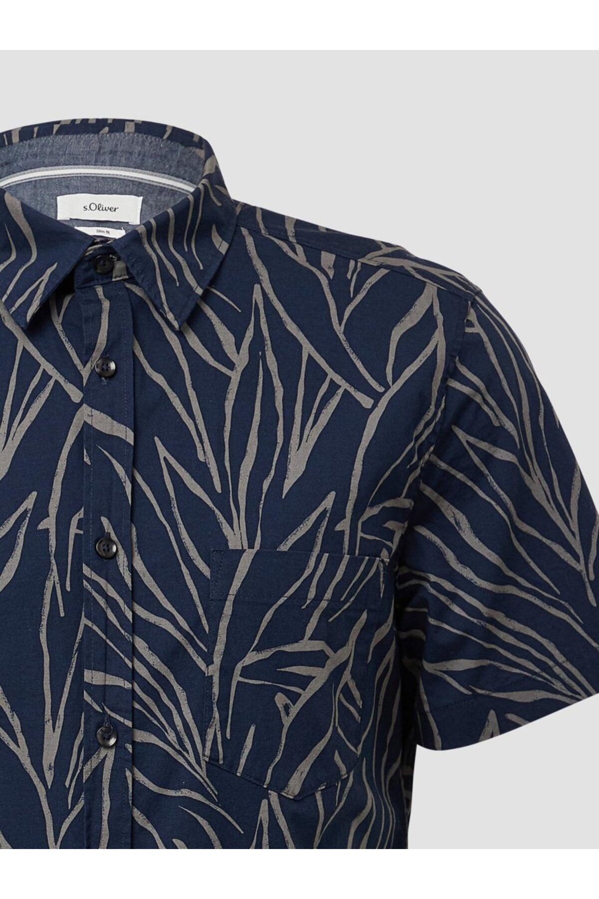 s.Oliver-Men's shirt with Kent collar, Slim fit, Dark navy 8
