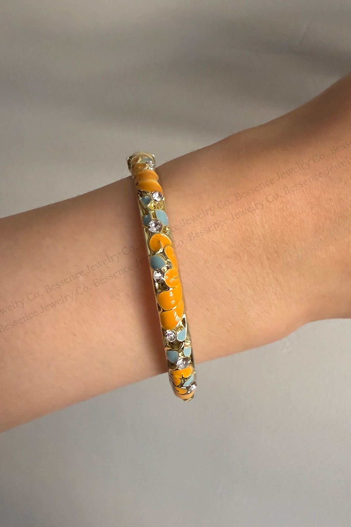 Bessence Jewelry Co Turuncu Mineli Kelepçe, Bileklik-çelik