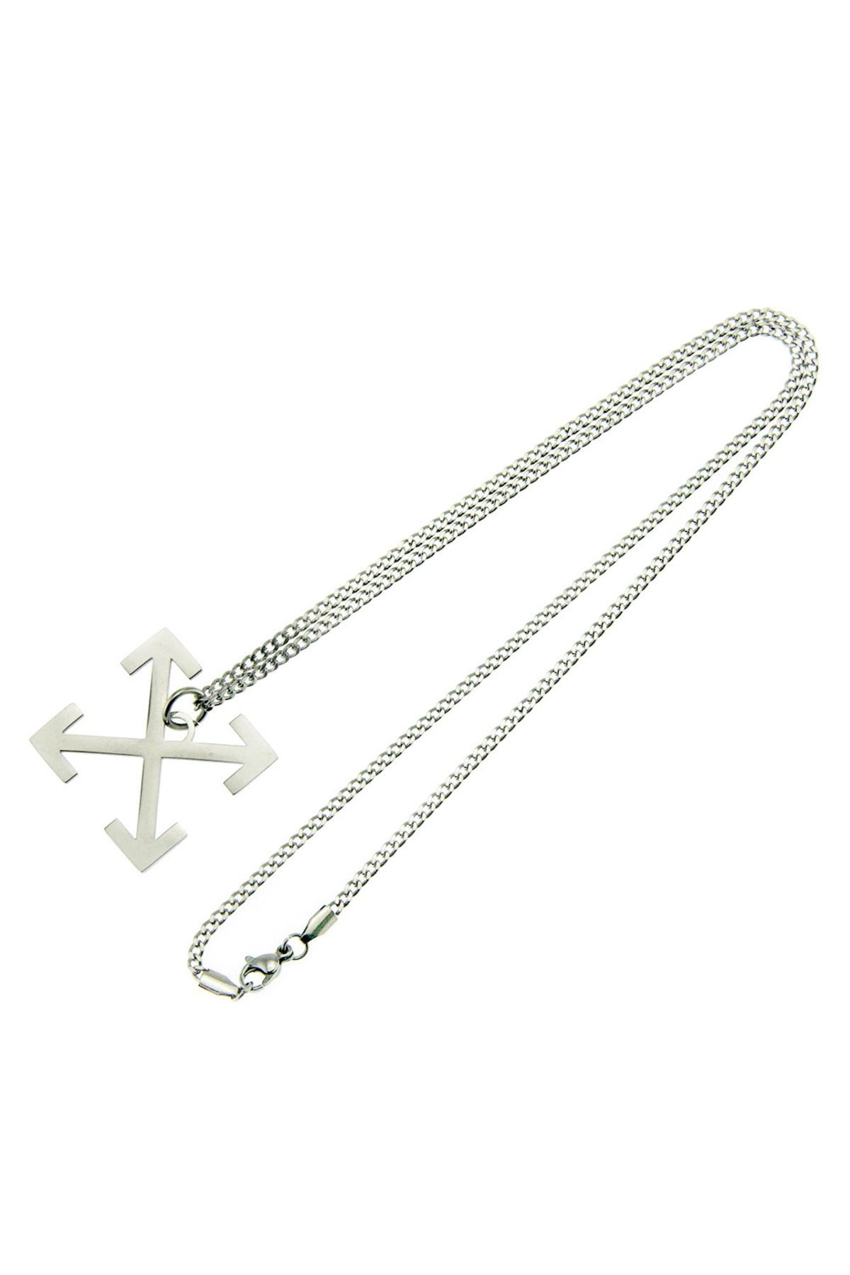 Tessero-Lantisor model Cuban Chain cu pandantiv in forma de sageti, otel inoxidabil, unisex, Tessero, argint 1