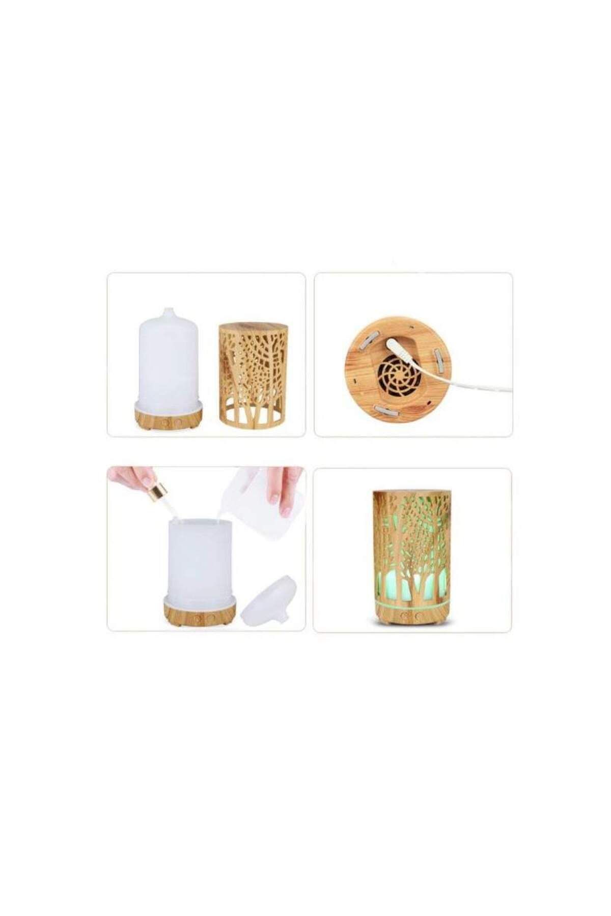 SIKS-Umidificator de aromaterapie ®, lumină LED în 7 culori, model cu copaci, culoare lemn deschis 5