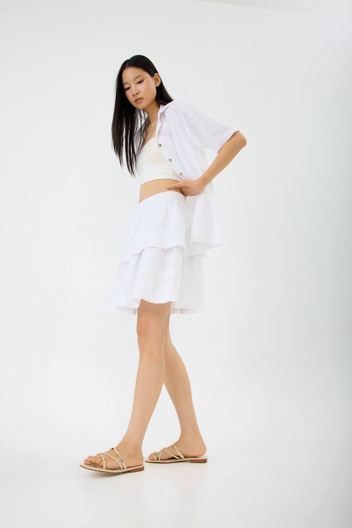 Butik Floral Lace Hem Skirt