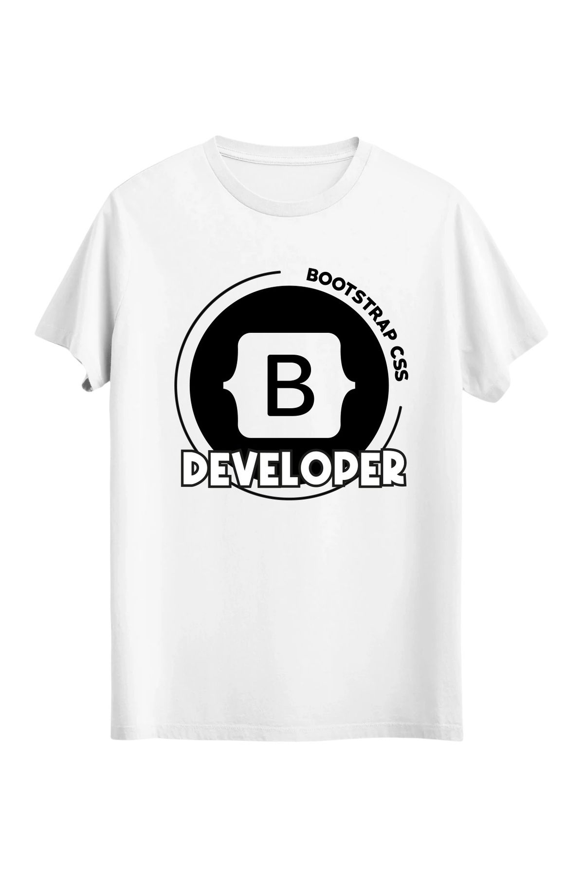 srcmarket Yazılımcılara Özel, Bootstrap Developer Baskılı Unisex Tshirt