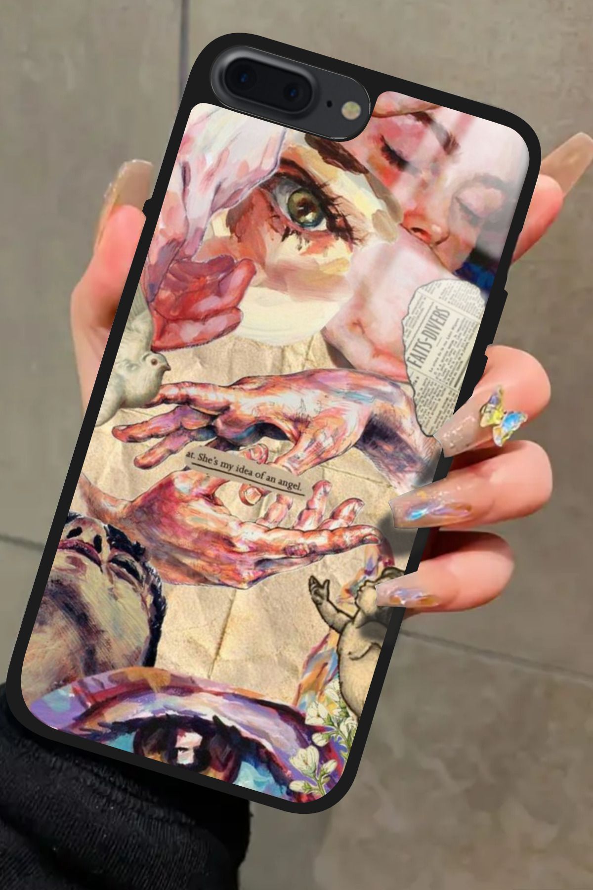 Snacase iPhone 8 Plus Uyumlu Tablo Tasarımlı Glossy Premium Kılıf