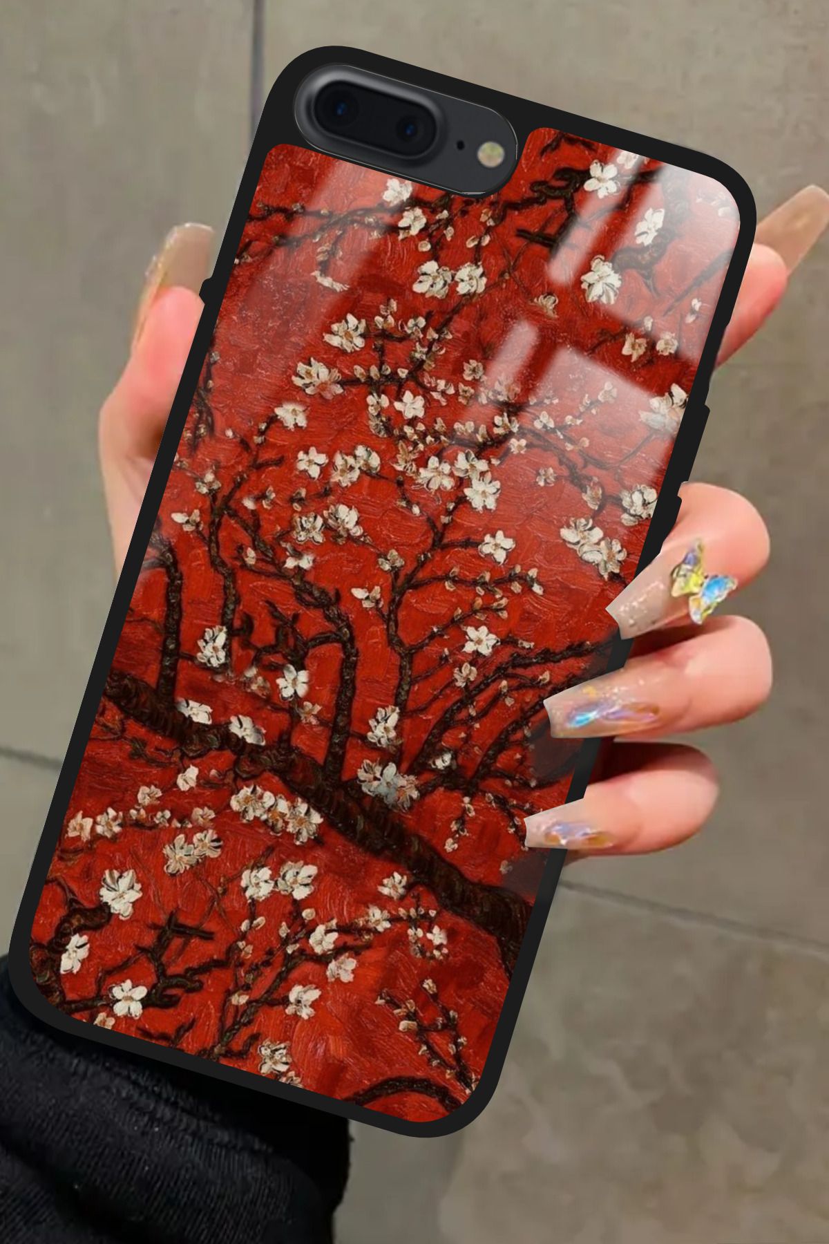 Snacase iPhone 8 Plus Uyumlu Van Gogh Kırmızı Ağaç Tablo Tasarımlı Glossy Premium Kılıf