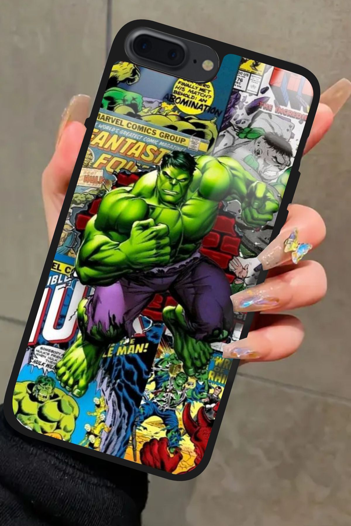 Snacase iPhone 8 Plus Uyumlu Hulk Tasarımlı Glossy Premium Kılıf