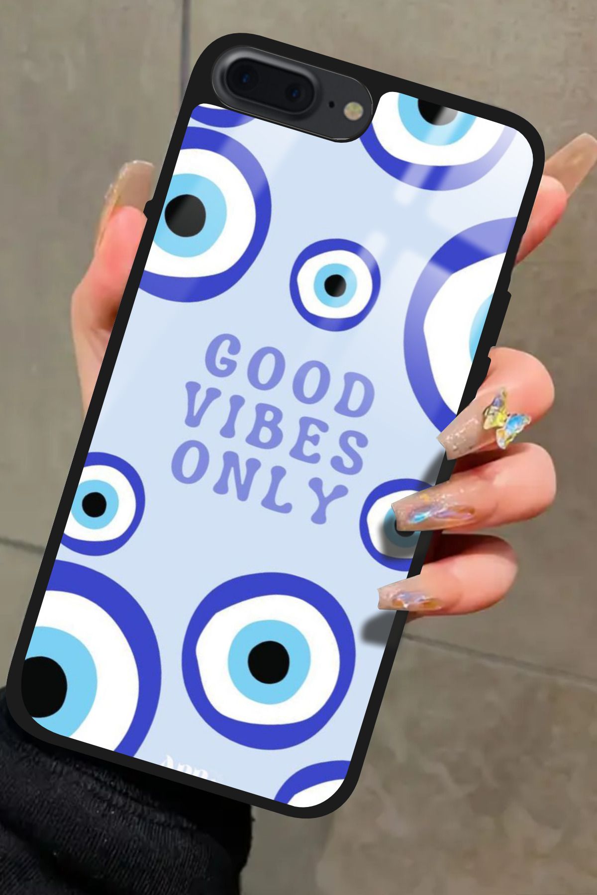 Snacase iPhone 8 Plus Uyumlu Motivasyonlu Nazar Boncuğu Tasarımlı Glossy Premium Kılıf
