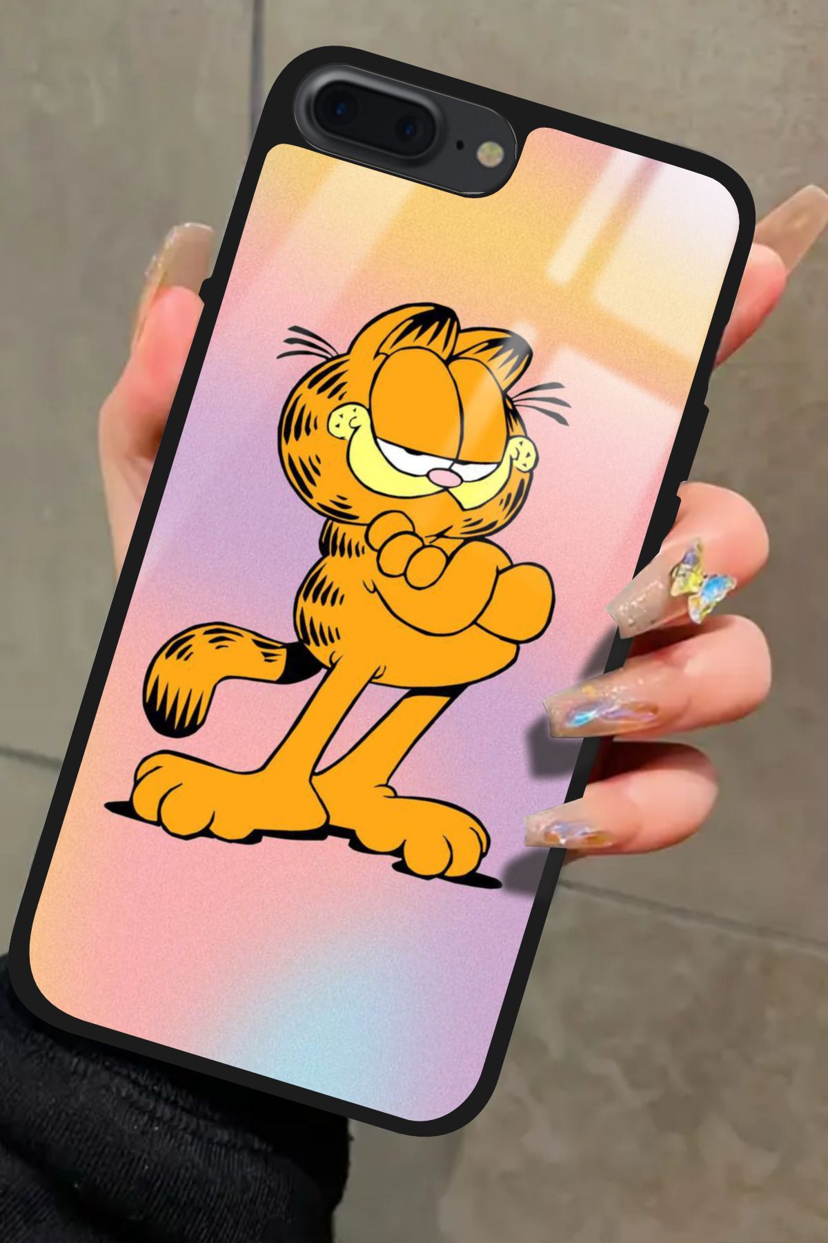 Snacase iPhone 7 Plus Uyumlu Garfield Tasarımlı Glossy Premium Kılıf
