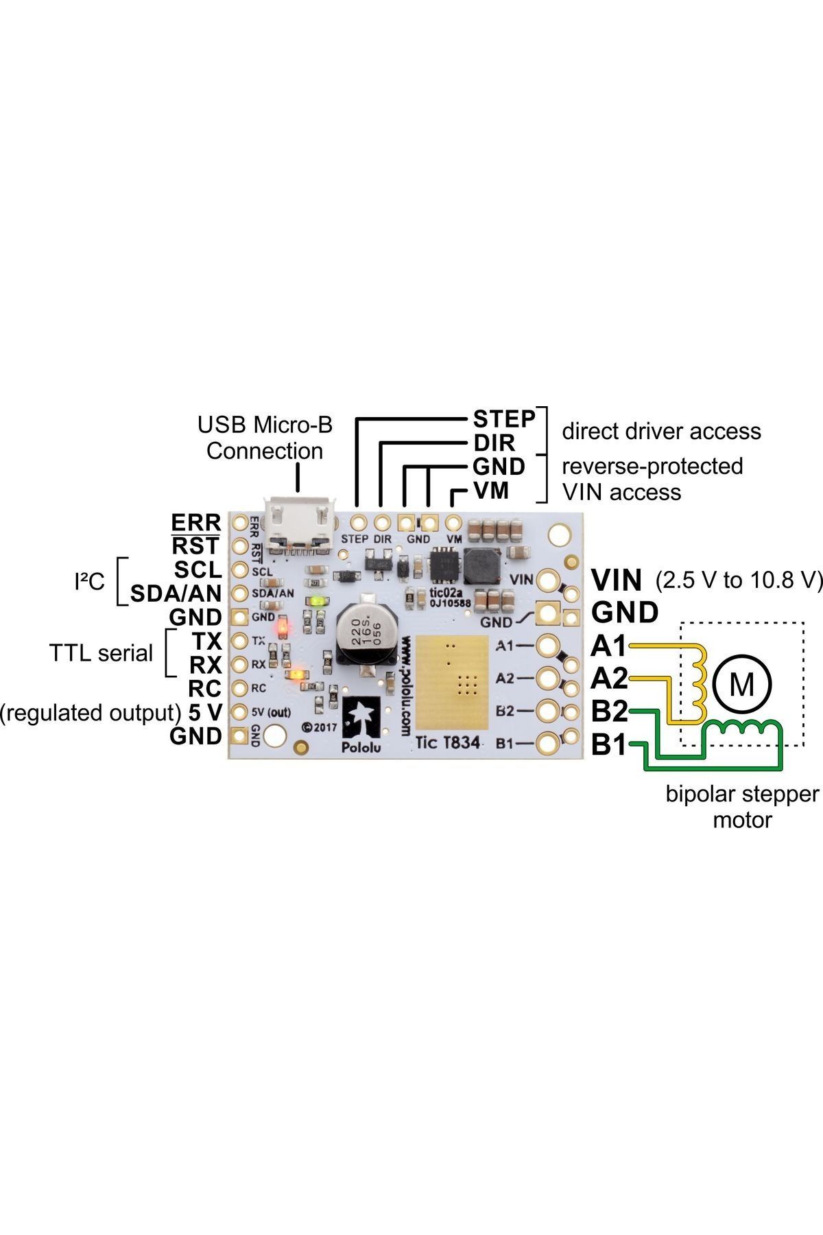 Pololu-Tic T834 USB Multi-Interface Stepper Motor Controller 4