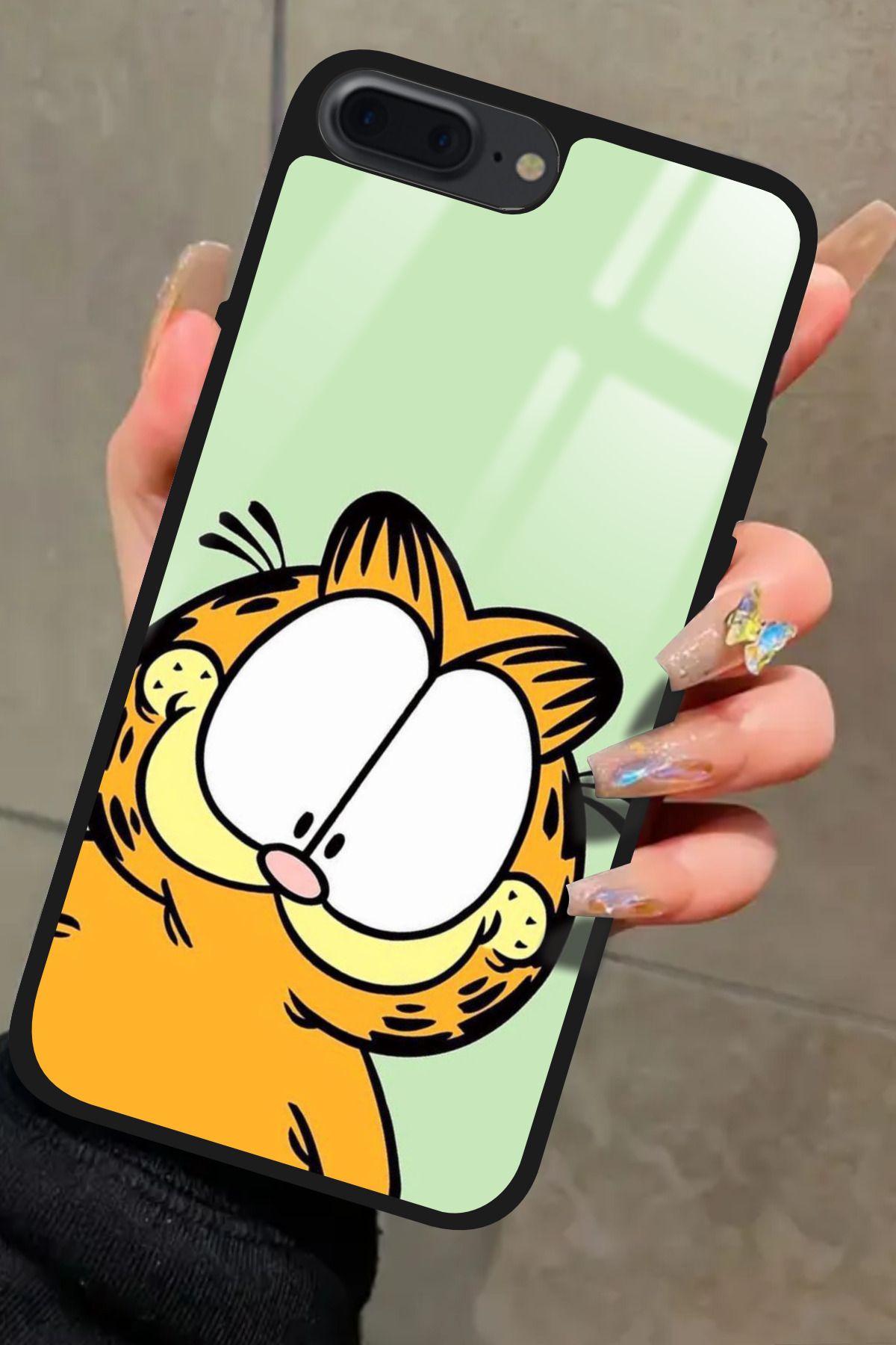 Snacase iPhone 8 Plus Uyumlu Garfield Tasarımlı Glossy Premium Kılıf