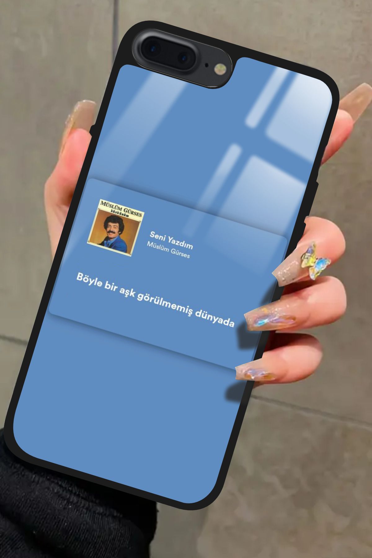 Snacase iPhone 8 Plus Uyumlu Müslüm Gürses Şarkı Sözü Tasarımlı Glossy Premium Kılıf