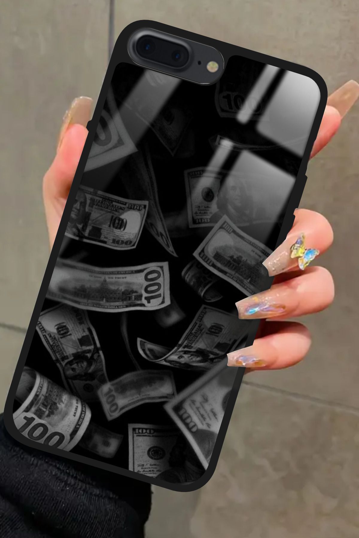 Snacase iPhone 8 Plus Uyumlu Money Tasarımlı Glossy Premium Kılıf