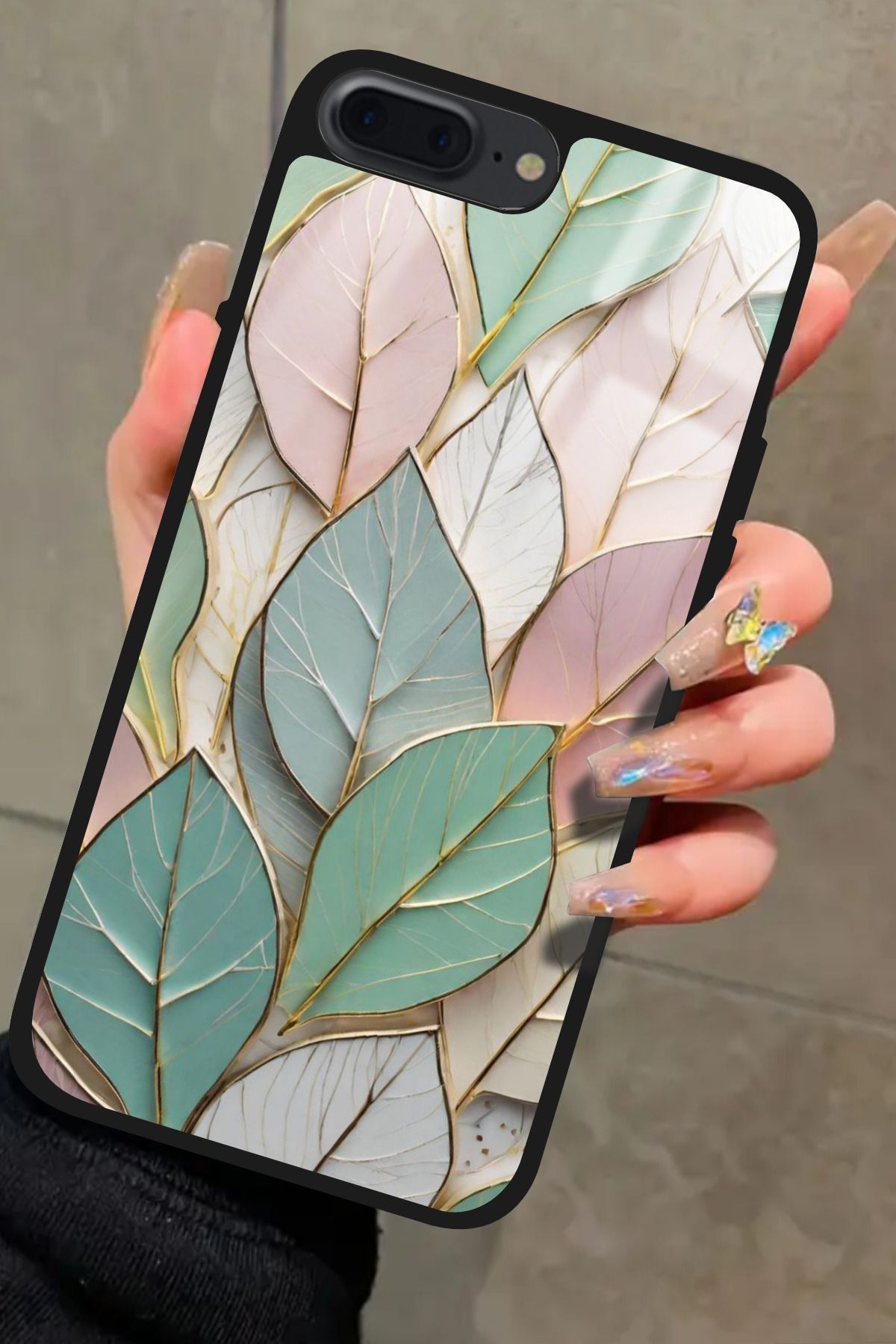 Snacase iPhone 7 Plus Uyumlu Yaprak Tasarımlı Glossy Premium Kılıf