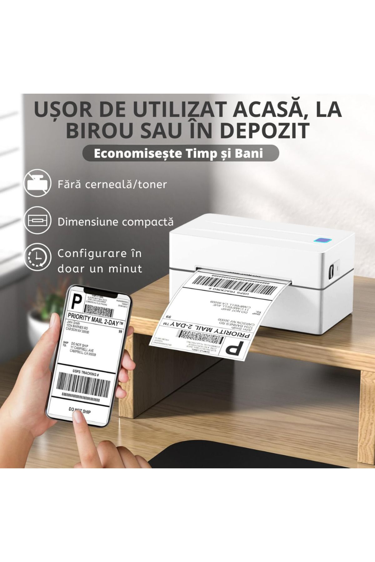 Vittalist-Thermal Printer for Labels and AWBs, Compatible with iOS / Android / Windows / MacOS, White 6
